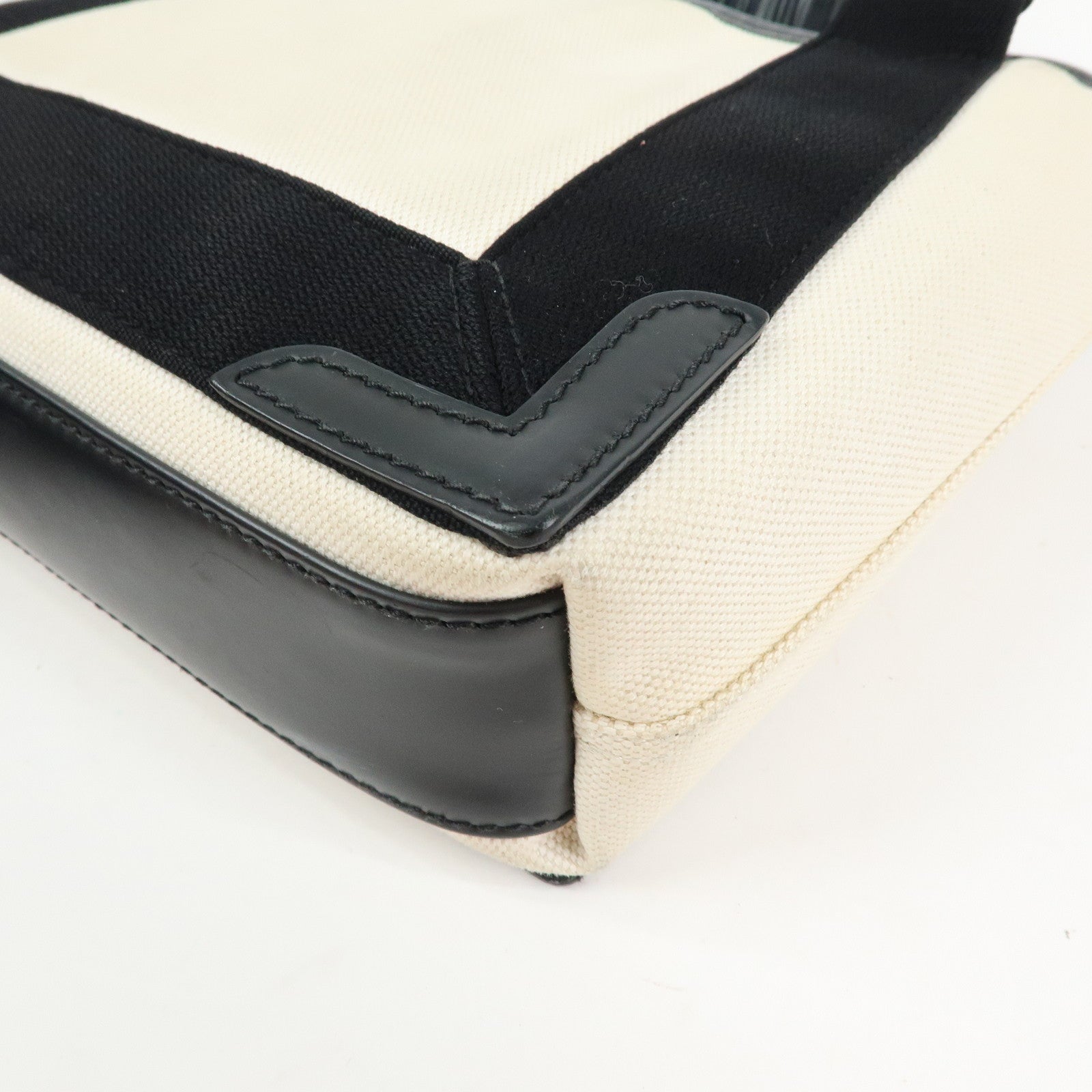 BALENCIAGA Navy Cabas XS Canvas Leather 2WAY Bag Natural 390346