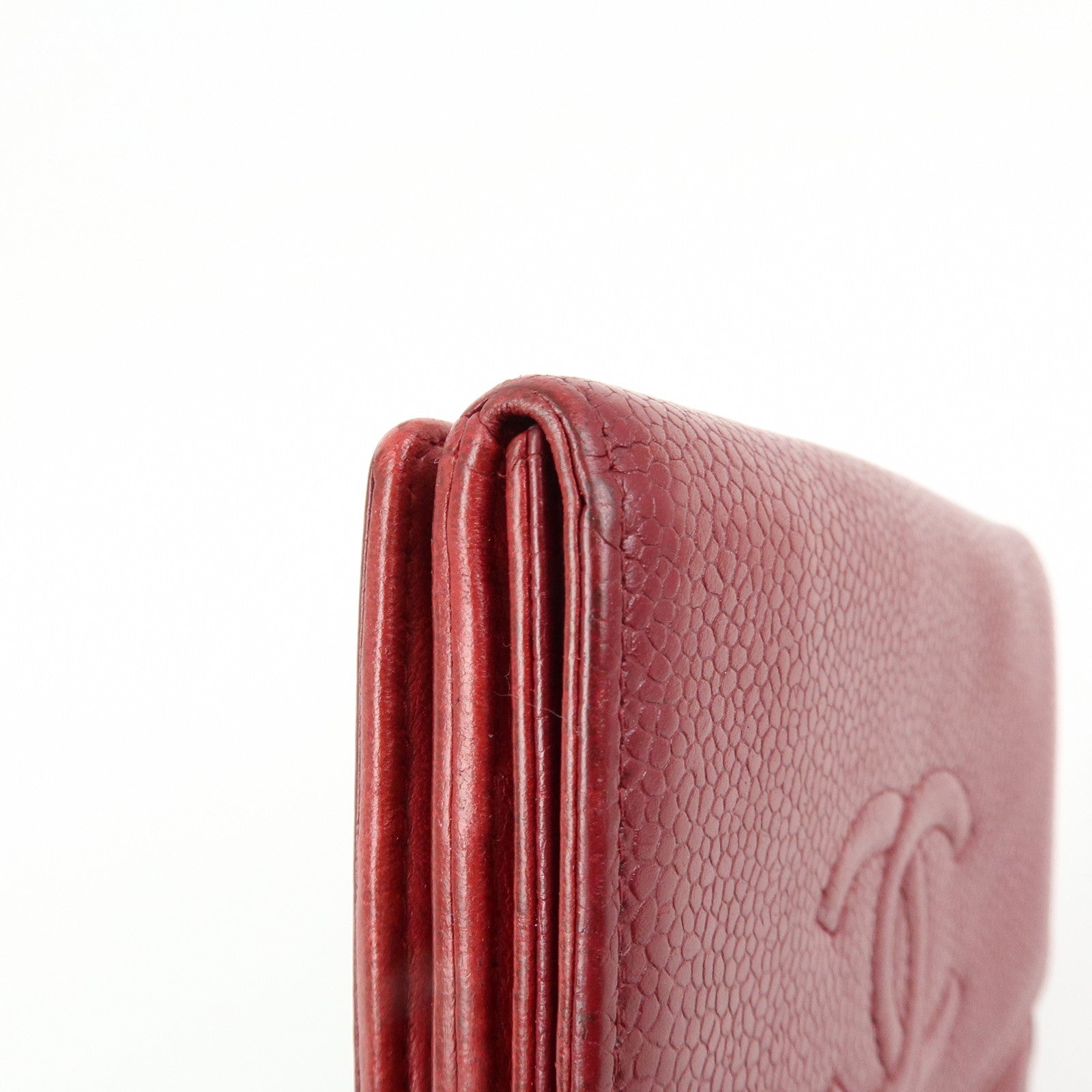 CHANEL COCO Mark Caviarskin Bi-fold Compact Wallet Bordeaux A13496