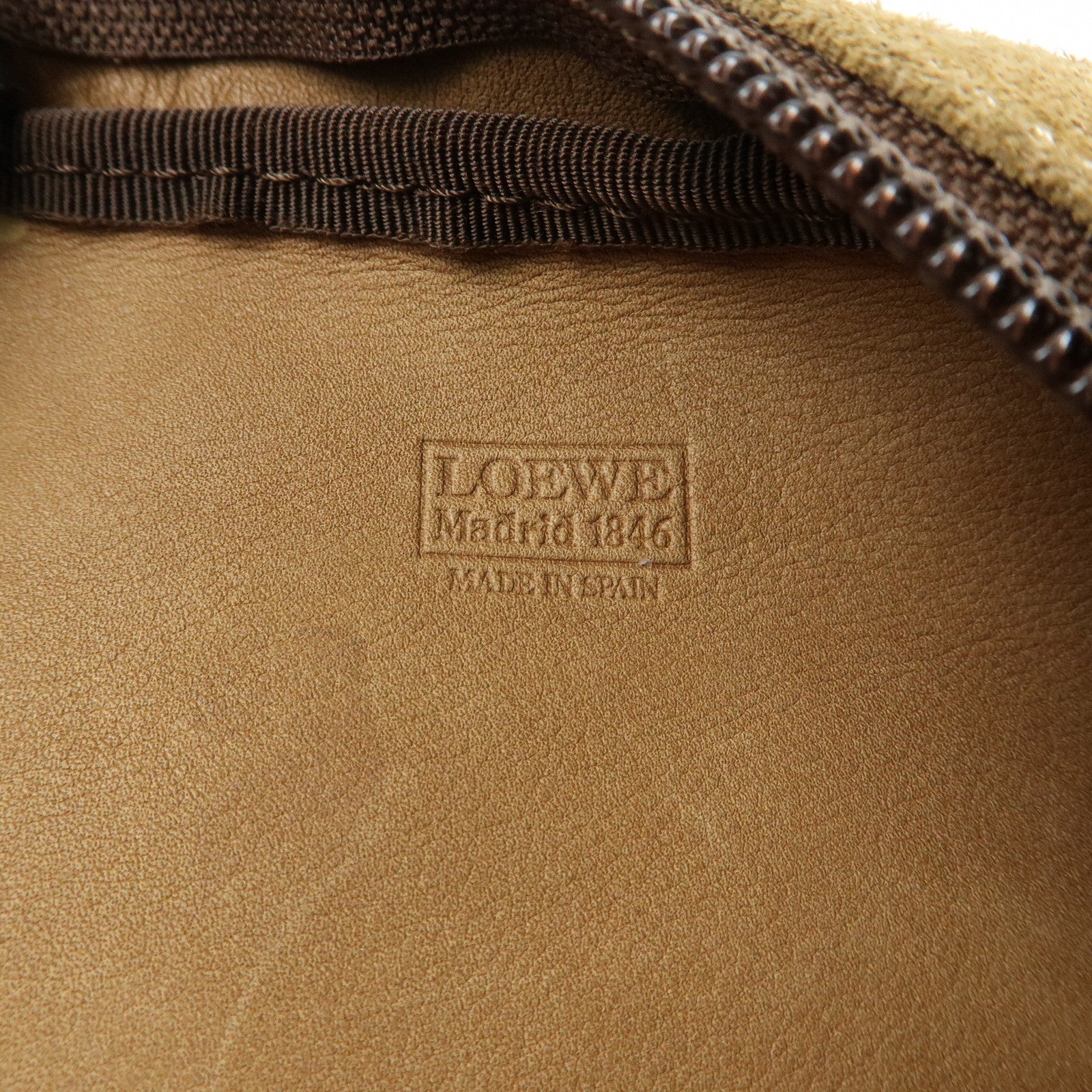 LOEWE Anagram Suede Leather Shoulder Bag Crossbody Bag Beige