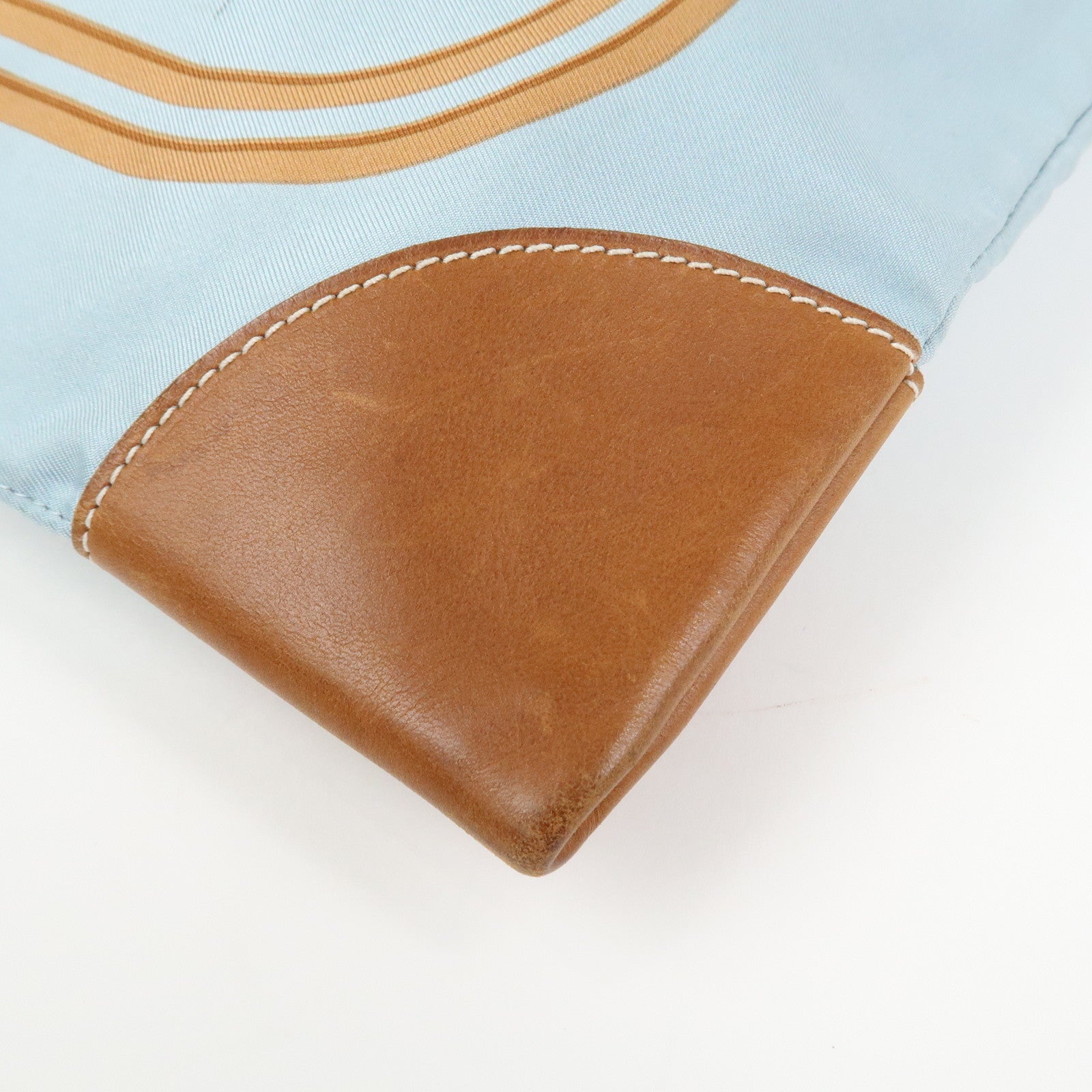 HERMES Silky City MM Canvas Leather Shoulder Bag BRIDES de GALA