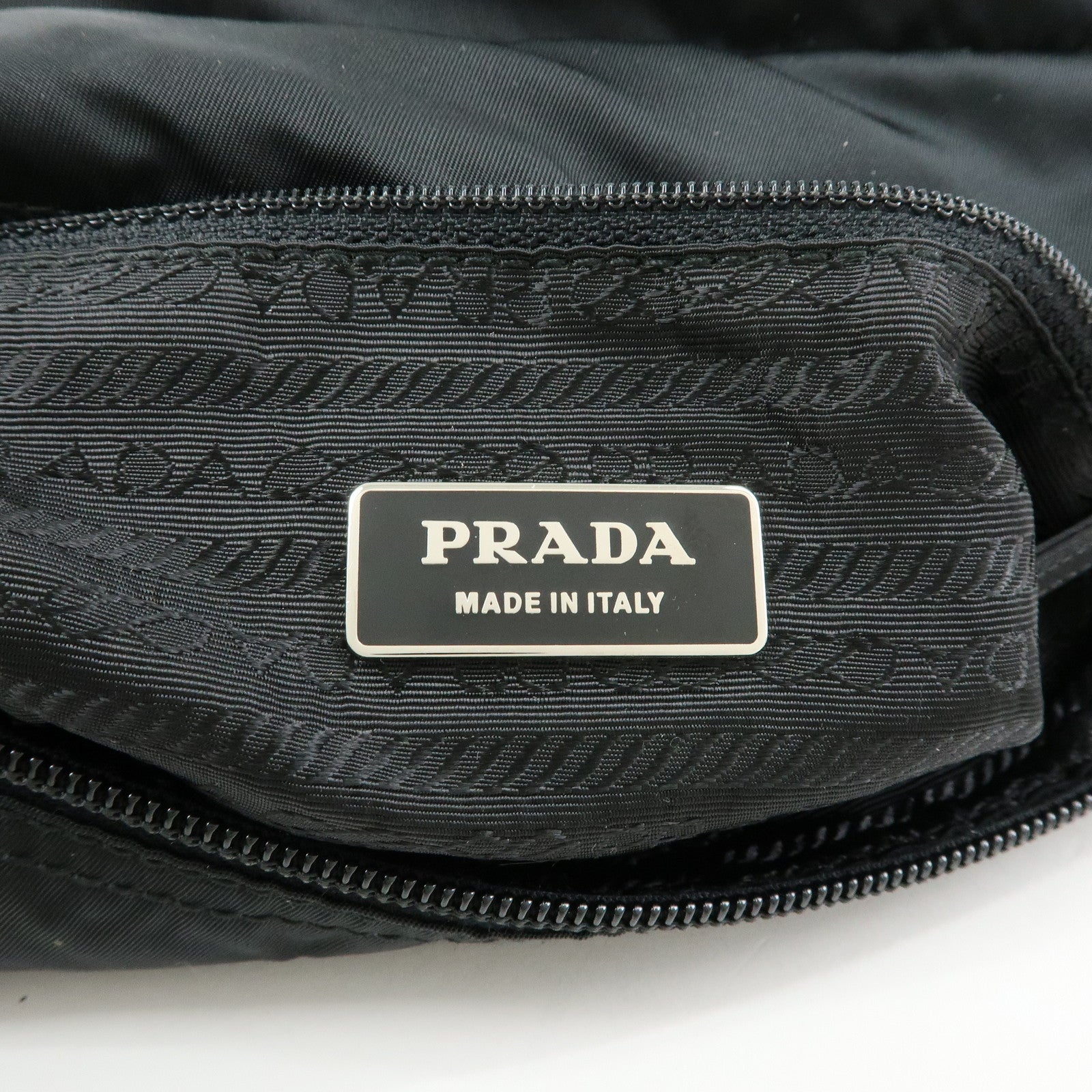 PRADA Triangle Logo Nylon Leather Shoulder Bag Black BT6671