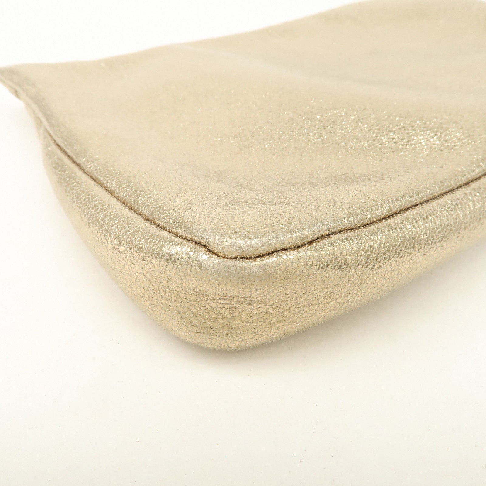 JIMMY CHOO Star Studs Leather Clutch Bag Gold Used