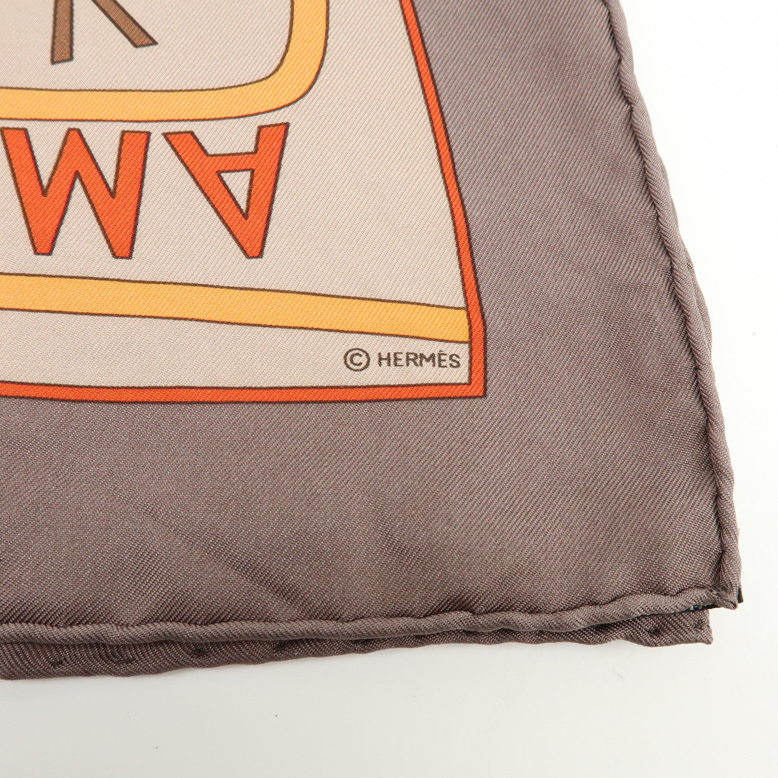 HERMES Carre 90 Silk 100% Scarf  LES SOURCES DE LA VIE Brown Orange