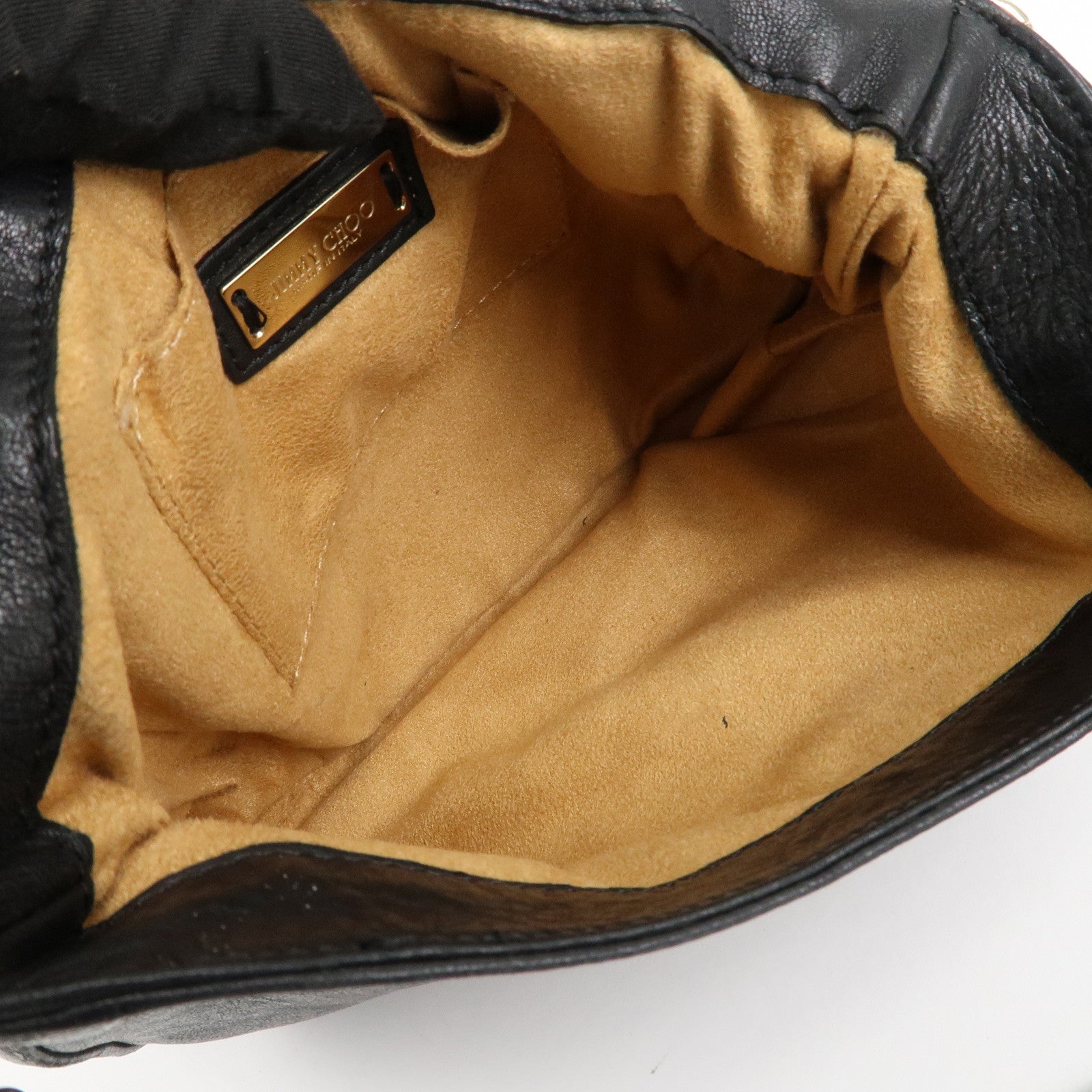 JIMMY CHOO Zodiac Leather Studs Shoulder Bag Black Gold HDW Used