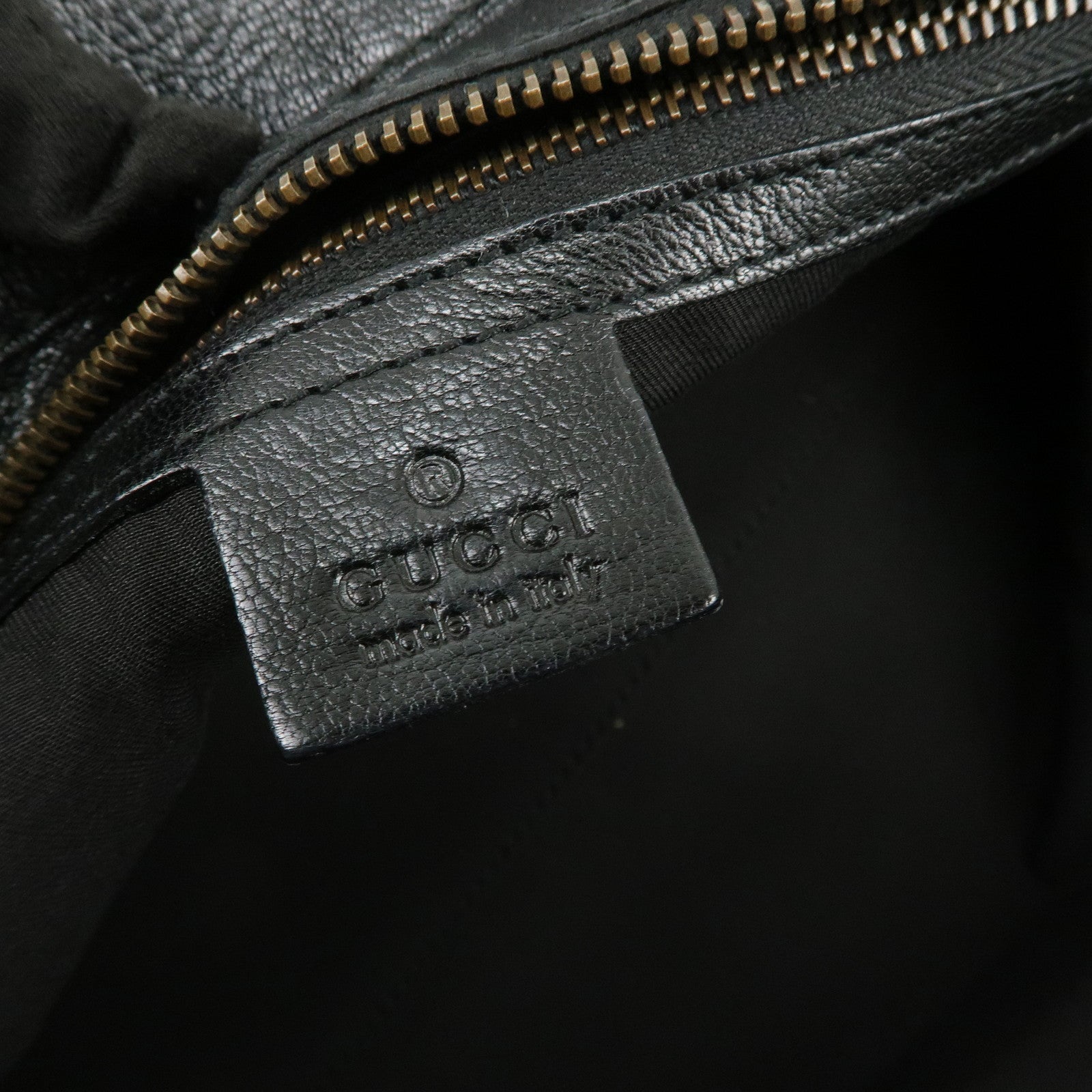 GUCCI Interlocking G Leather Hand Bag Shoulder Bag Black 121551