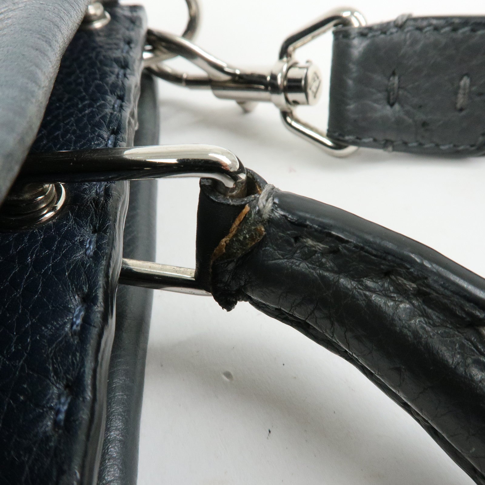 FENDI Selleria Peekaboo Leather 2Way Bag Hand Bag Gray 7VA406