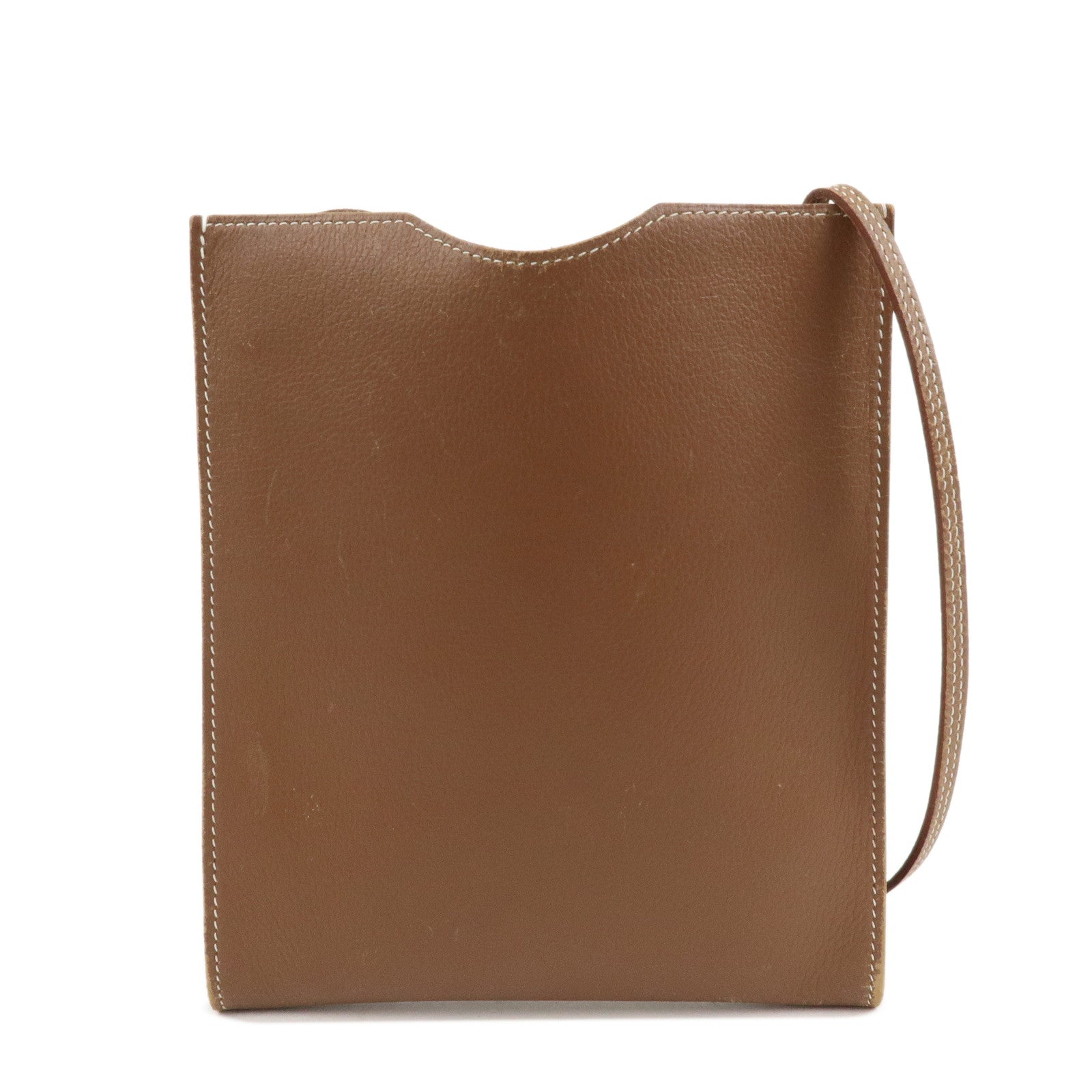 HERMES Air Line Canvas Leather Omenitu Shoulder Bag Brown