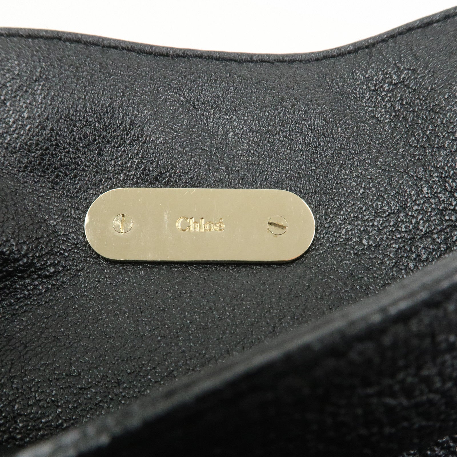 Chloe Leather Rhinestone Clutch Bag Hand Bag Black