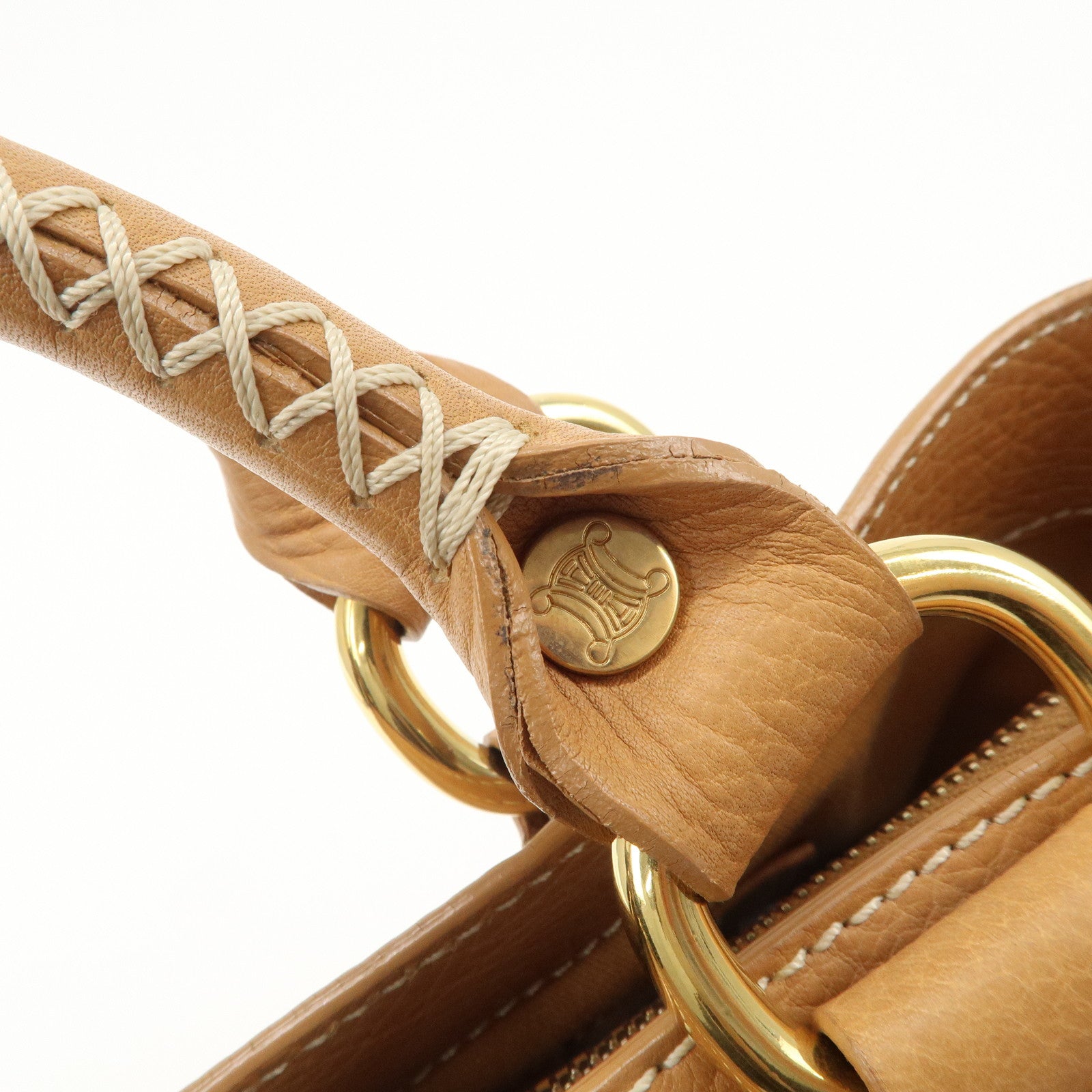 CELINE Leather Boogie Bag Hand Bag Tote Bag Camel