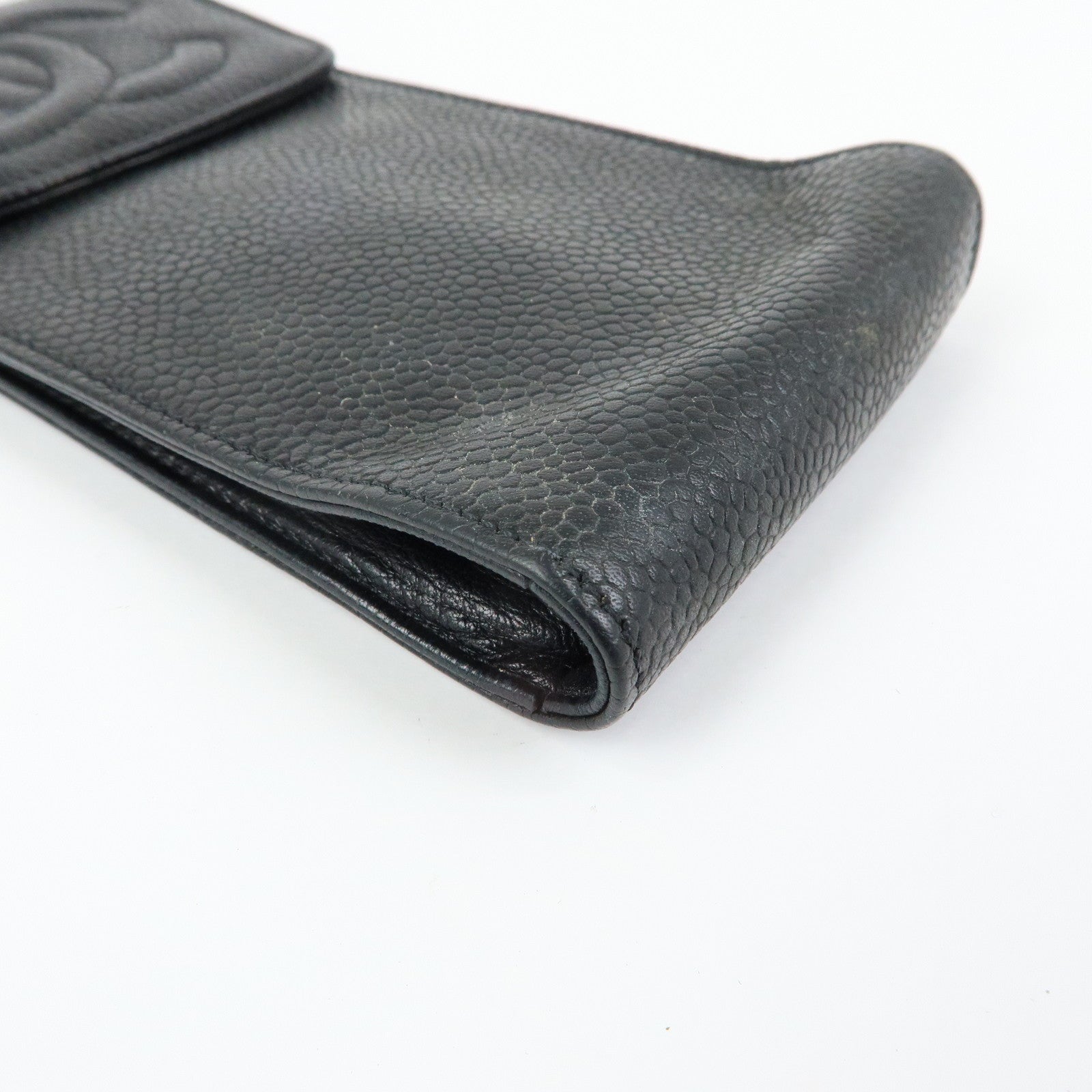 CHANEL COCO Mark Caviarskin Glasses Case Black