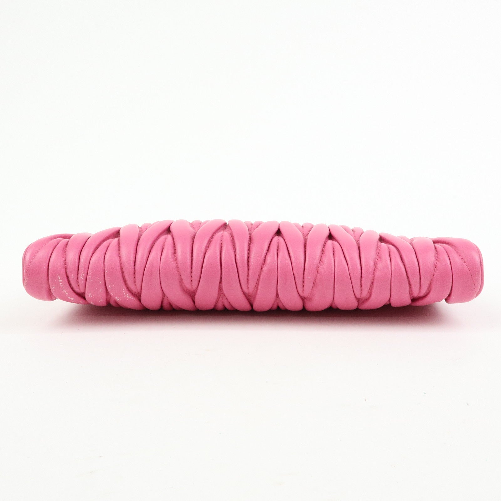 MIU MIU Matelasse Nappa Leather Clutch Bag Wristlet Bag Pink 5N1455