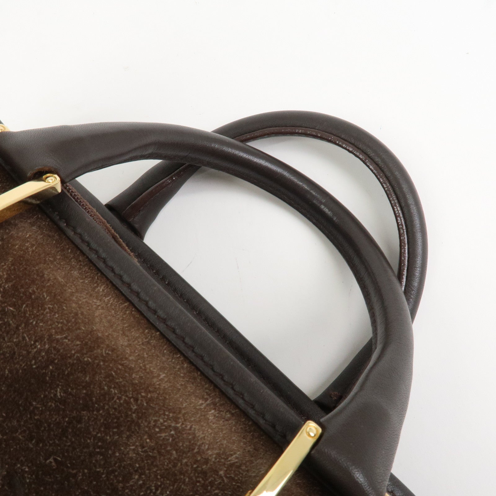 LOEWE Anagram Suede Leather Amazona 27 Hand Bag Brown