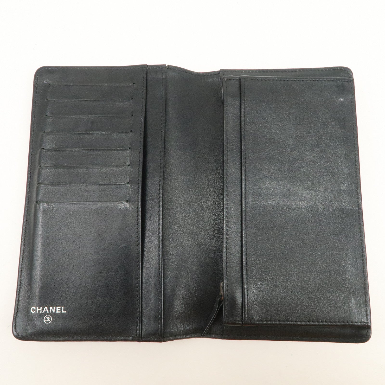 CHANEL Seburga COCO Mark Caviarskin Bi-fold Long Wallet Black