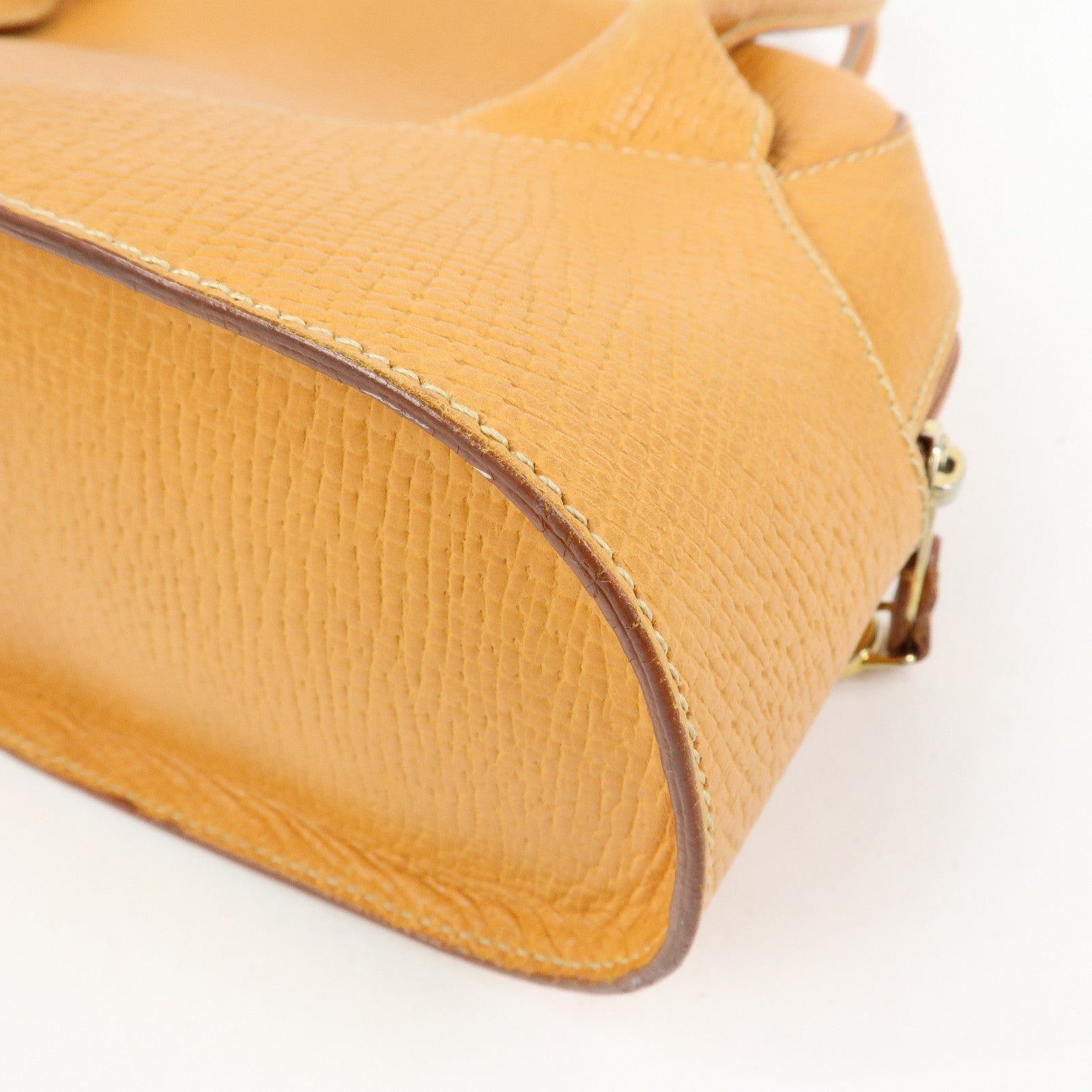 LOEWE Logo Embossed Leather Hand Bag Shoulder Bag Camel