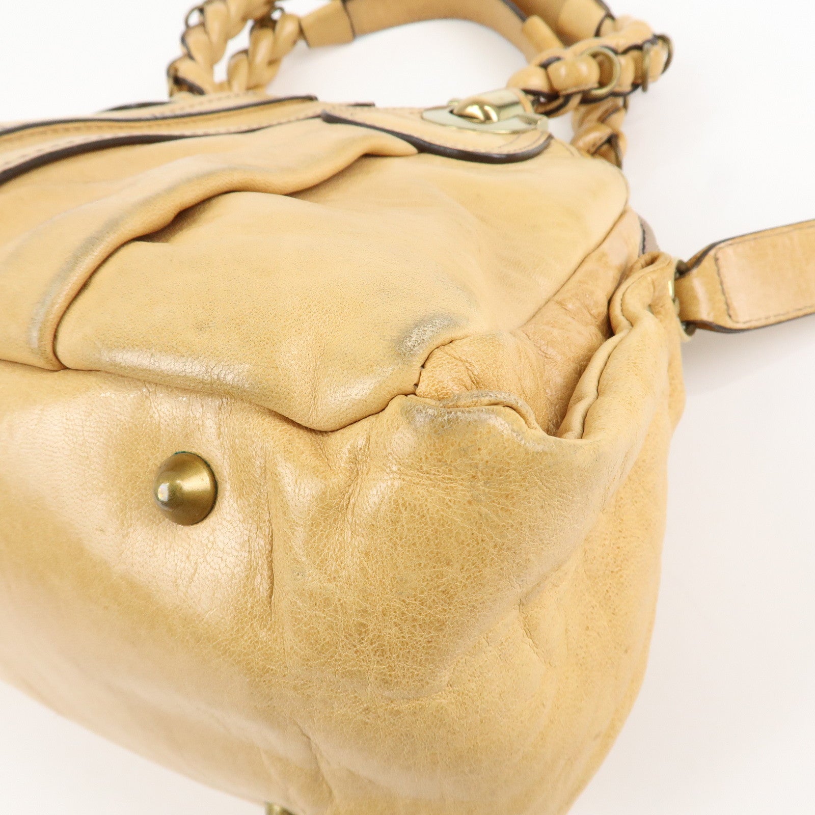 Chloe Heloise Shoulder Bag Hand Bag Beige Gold Hardware Used
