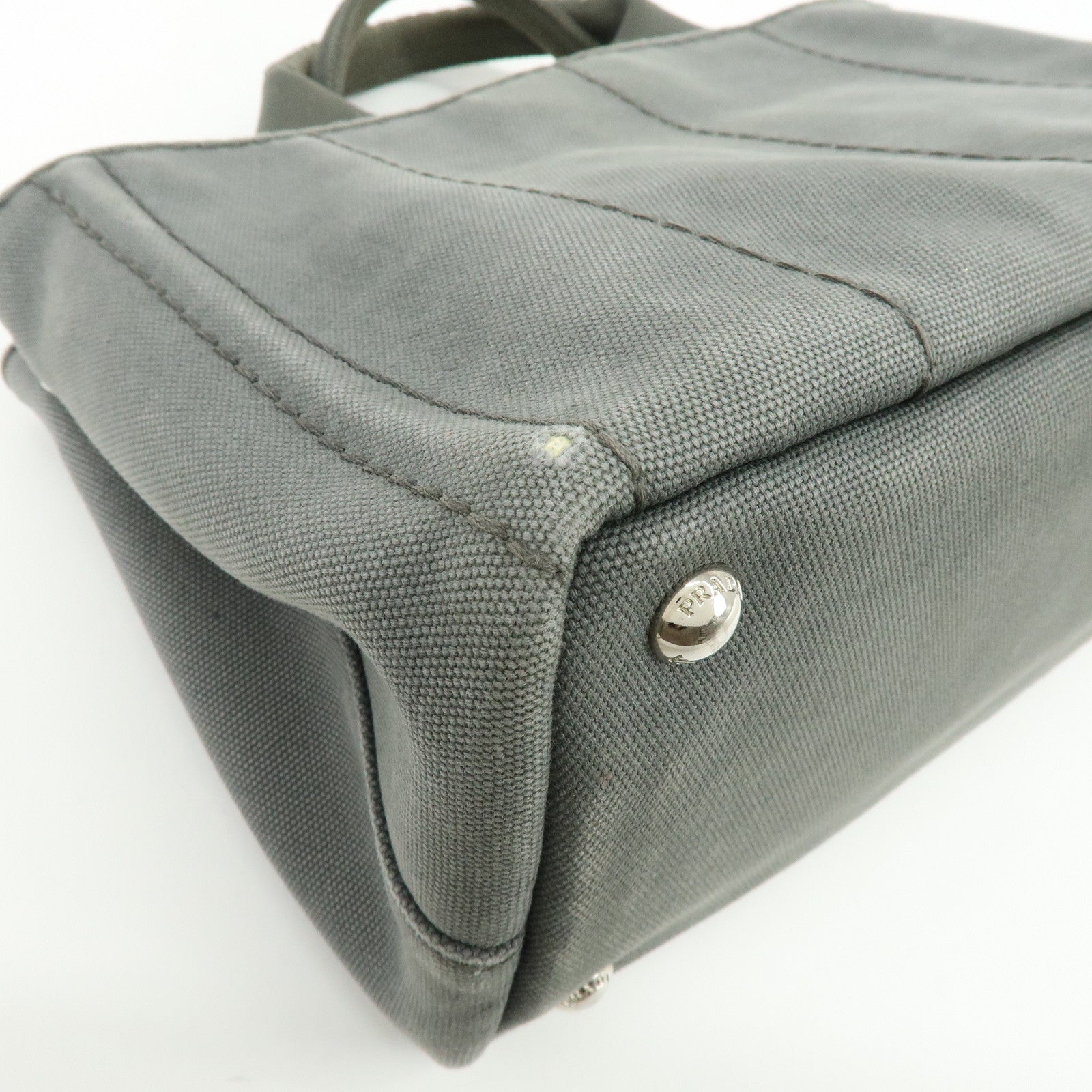 PRADA Canapa Mini Canvas 2Way Bag Hand Shoulder Bag Gray 1BG439