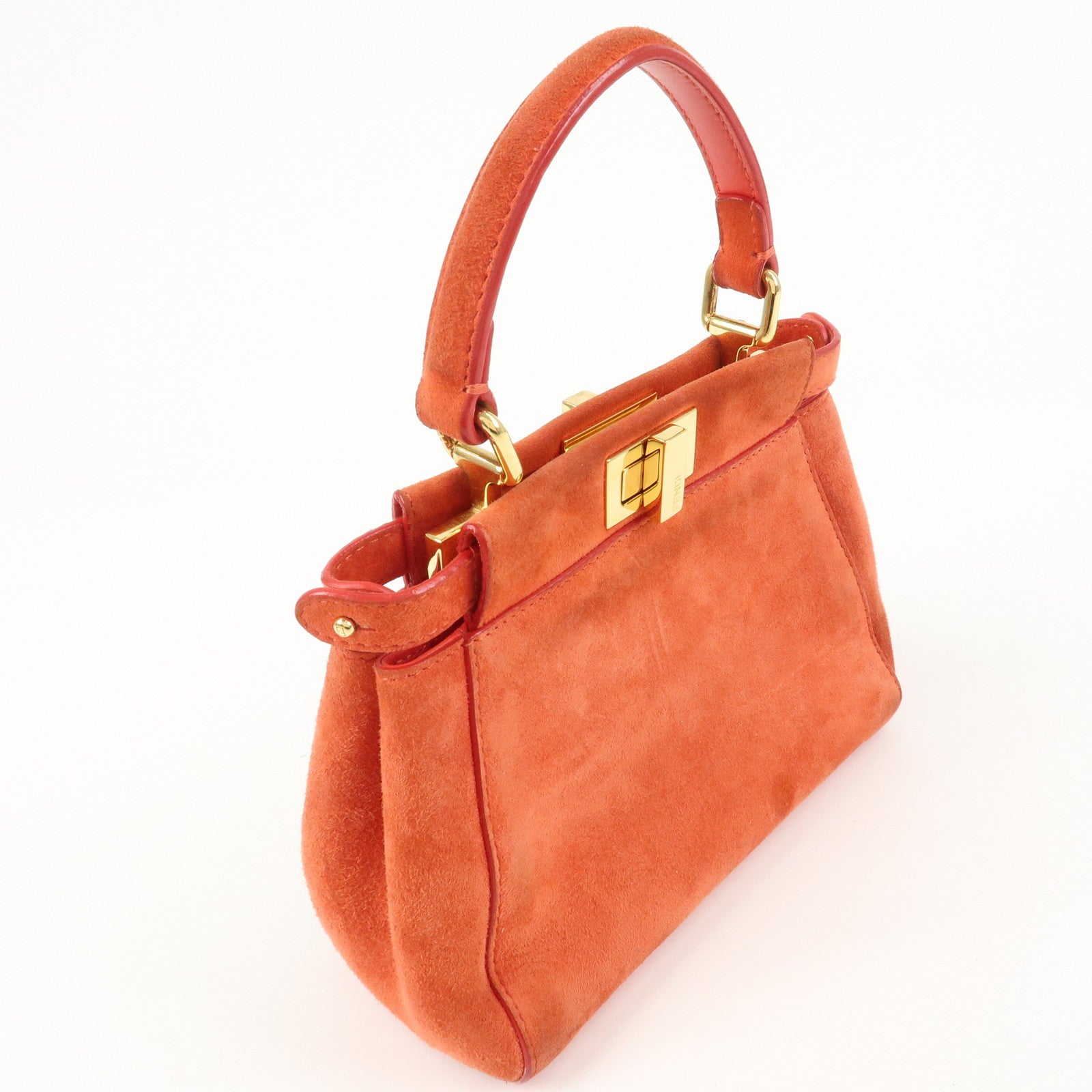 FENDI Peekaboo XS Suede 2Way Hand Bag Shoulder Crossbody Bag 8BN309