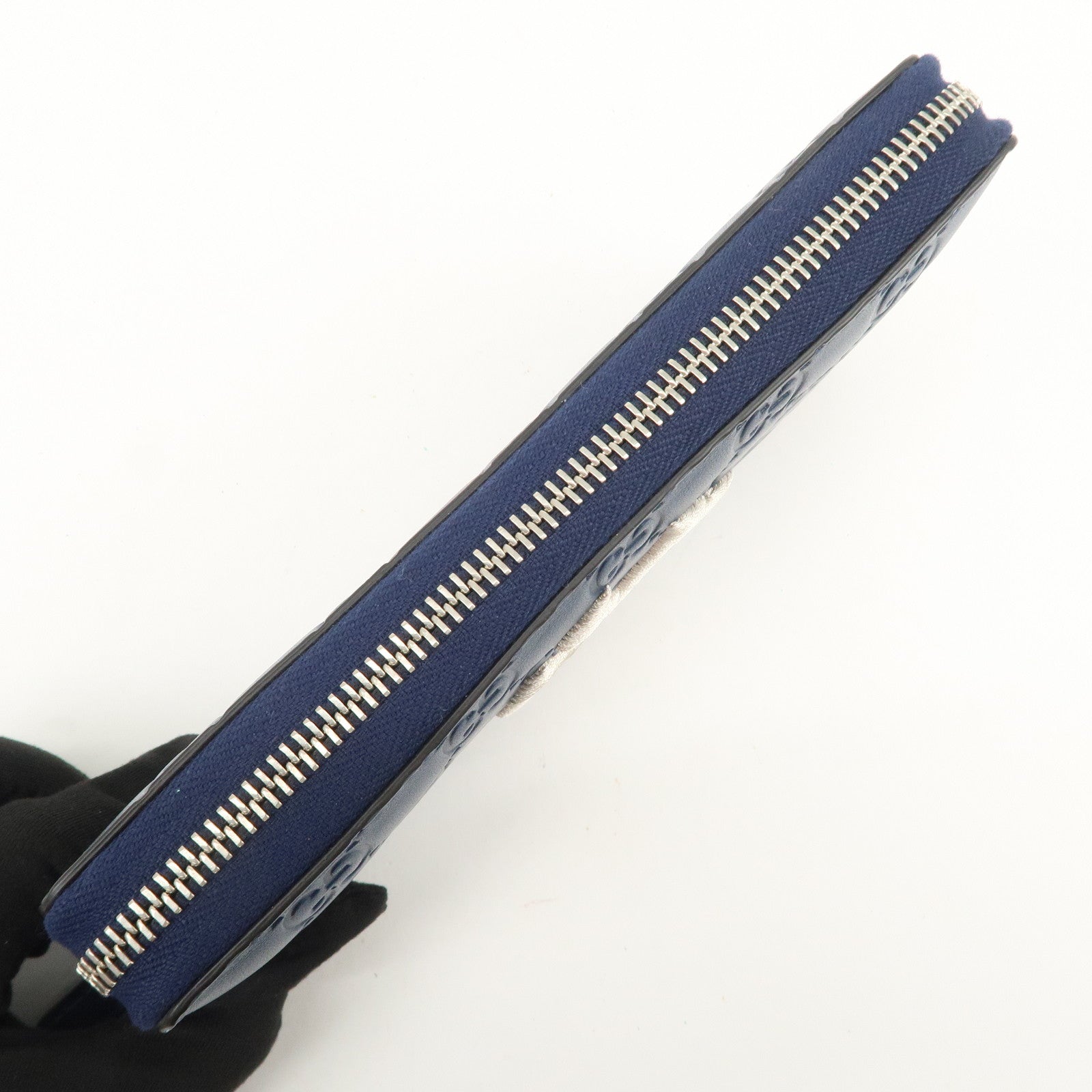 GUCCI Guccissima Leather Round Zippy Long Wallet NY Yankees 547791