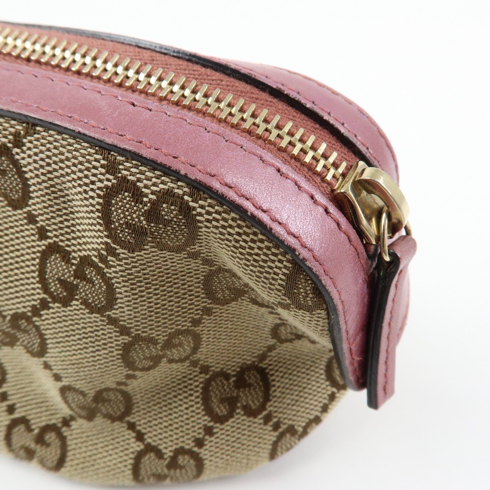 GUCCI Interlocking G Lovely Heart Cosmetic Pouch Beige Pink 308728