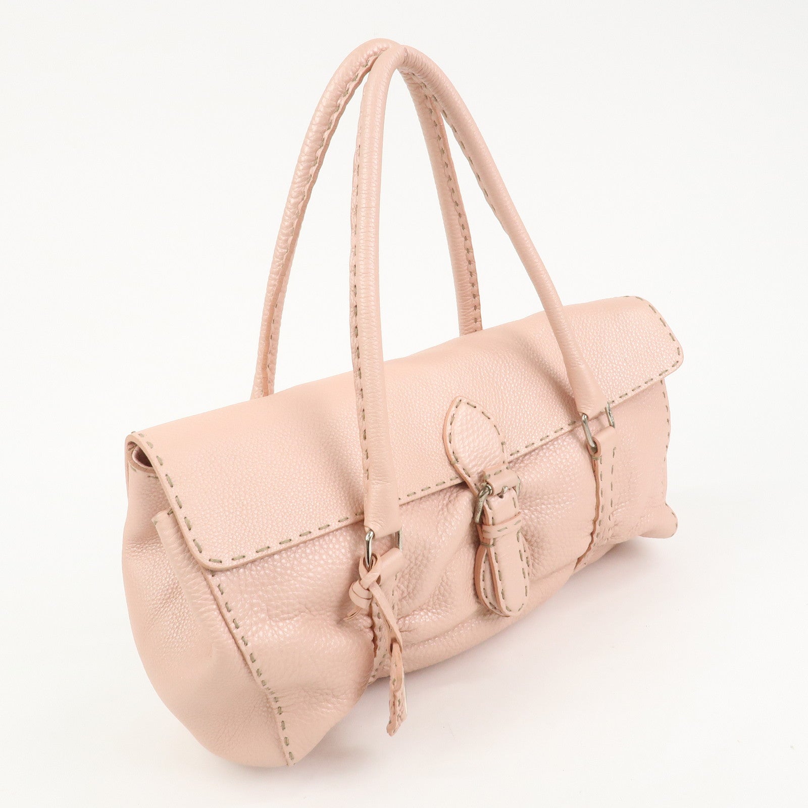 FENDI Seleria Linda Leather Shoulder Bag Hand Bag Pink 8BR442