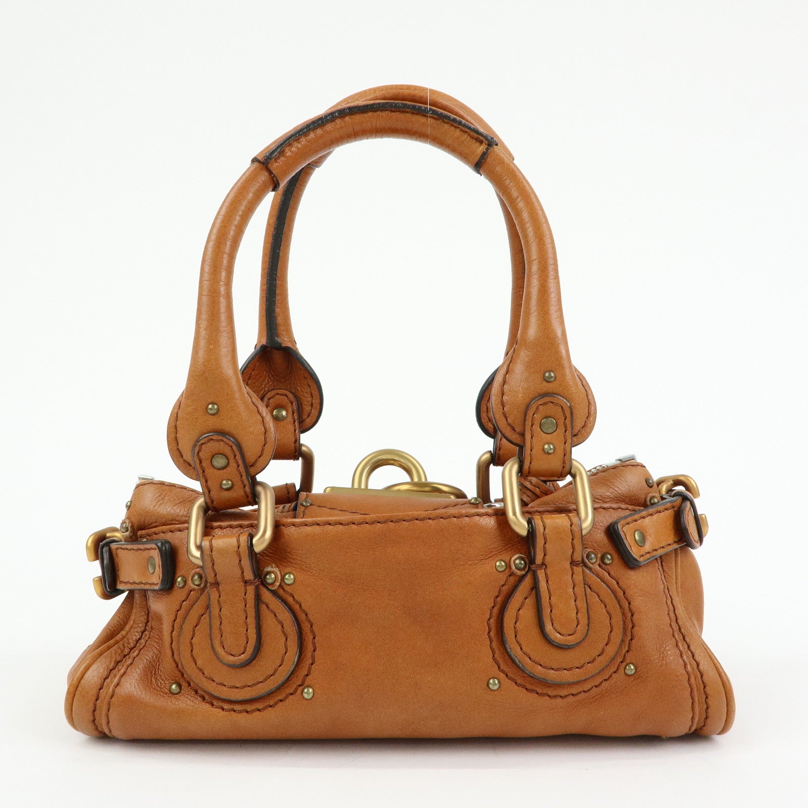 Chloe Paddington Leather Mini Hand Bag Boston Bag Brown