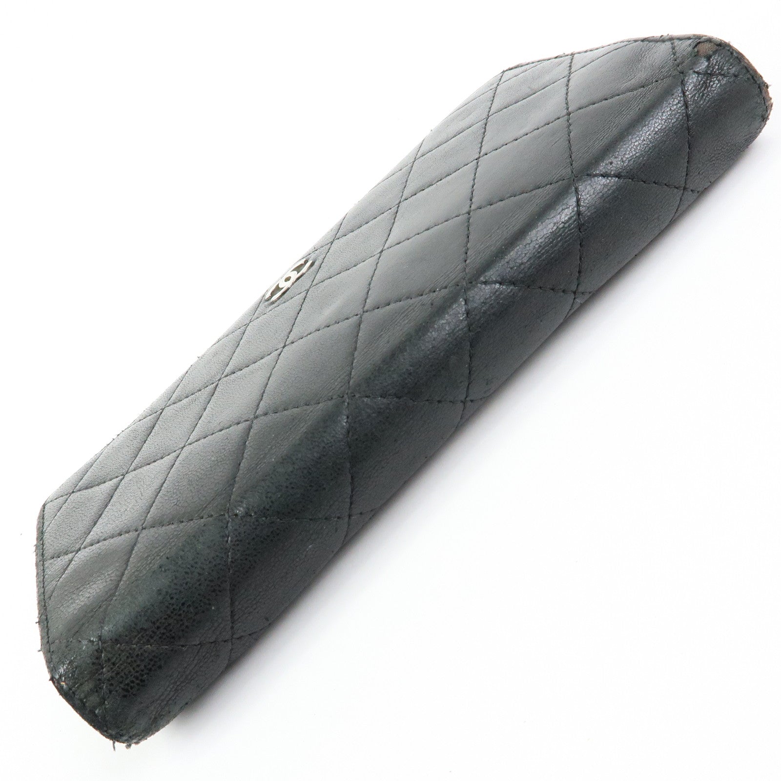 CHANEL Matelasse COCO Mark Lamb Skin Long Wallet Black