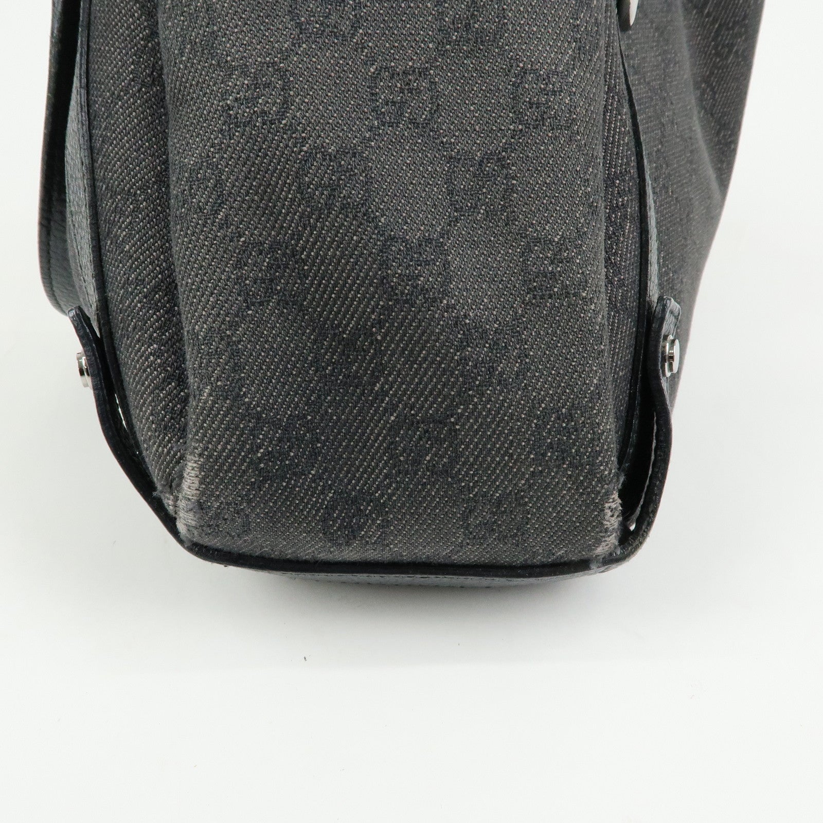 GUCCI Abbey GG Monogram Denim Tote Bag Hand Bag Black 293578