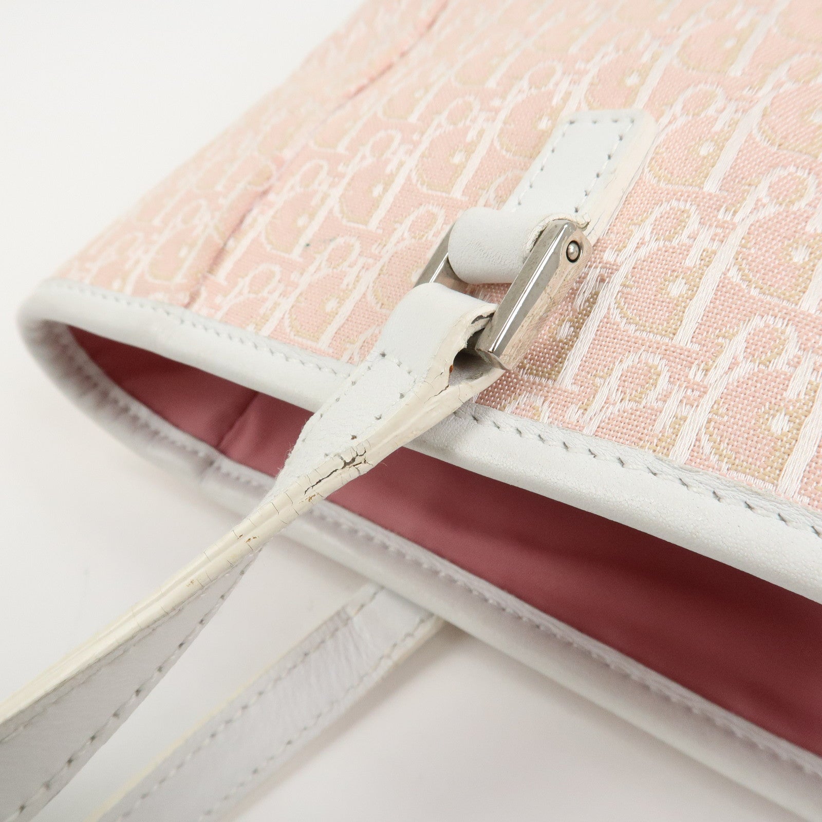 Christian Trotter Dior Canvas Leather Tote Bag Shoulder Bag Pink