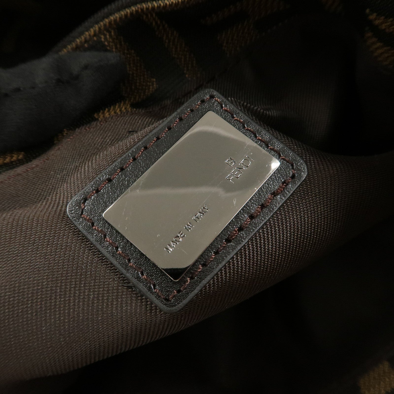 FENDI Zucca Canvas Leather Hand Bag Tote Bag Brown 8BH072