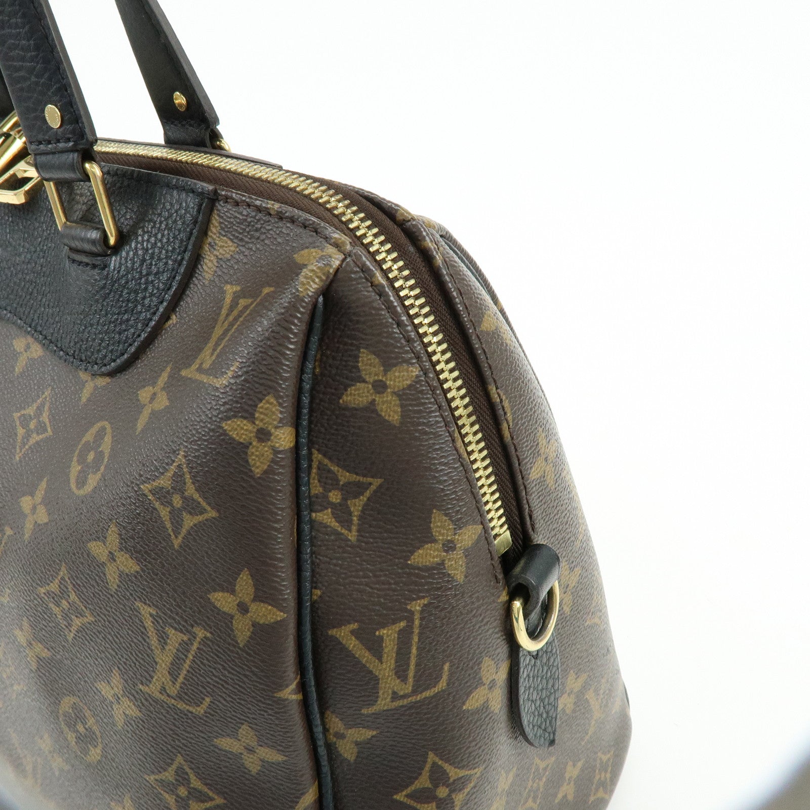 Louis Vuitton Monogram Canvas Leather Retiro Hand Bag Brown M50058