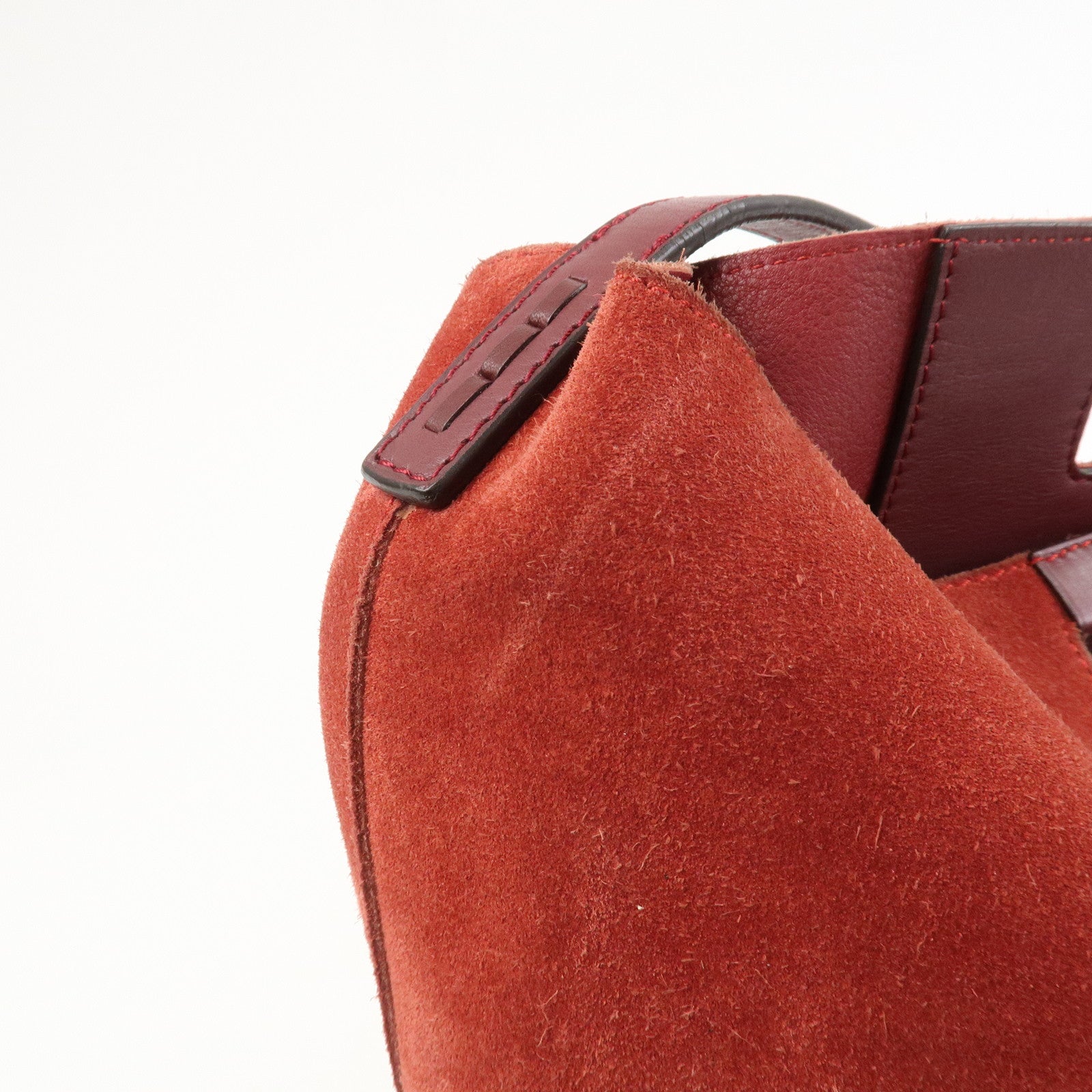 LOEWE Anagram Suede Leather 2Way Bag Shoulder Hand Bag Red 061307
