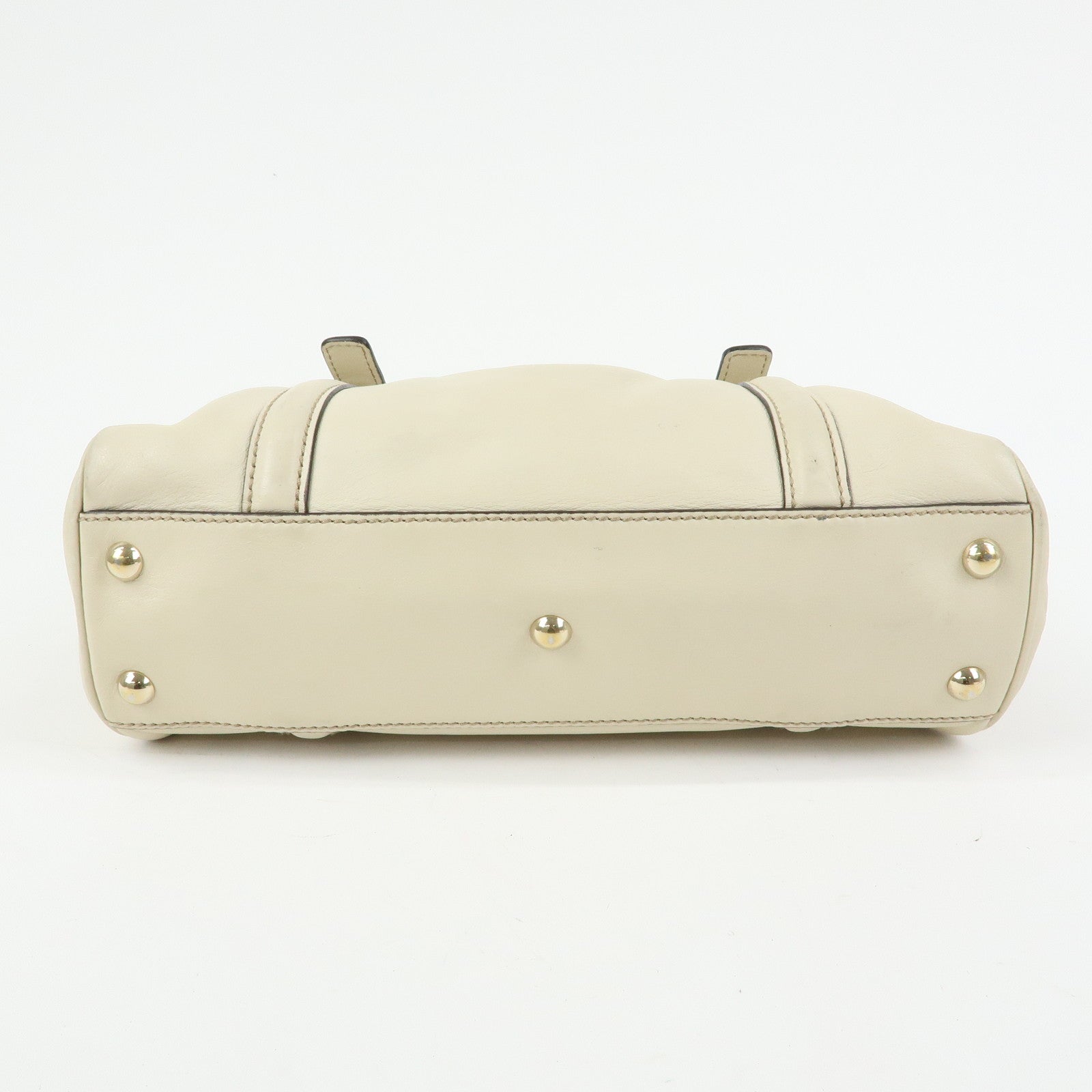 GUCCI Interlocking G Sherry Leather Boston Hand Bag Ivory 170009