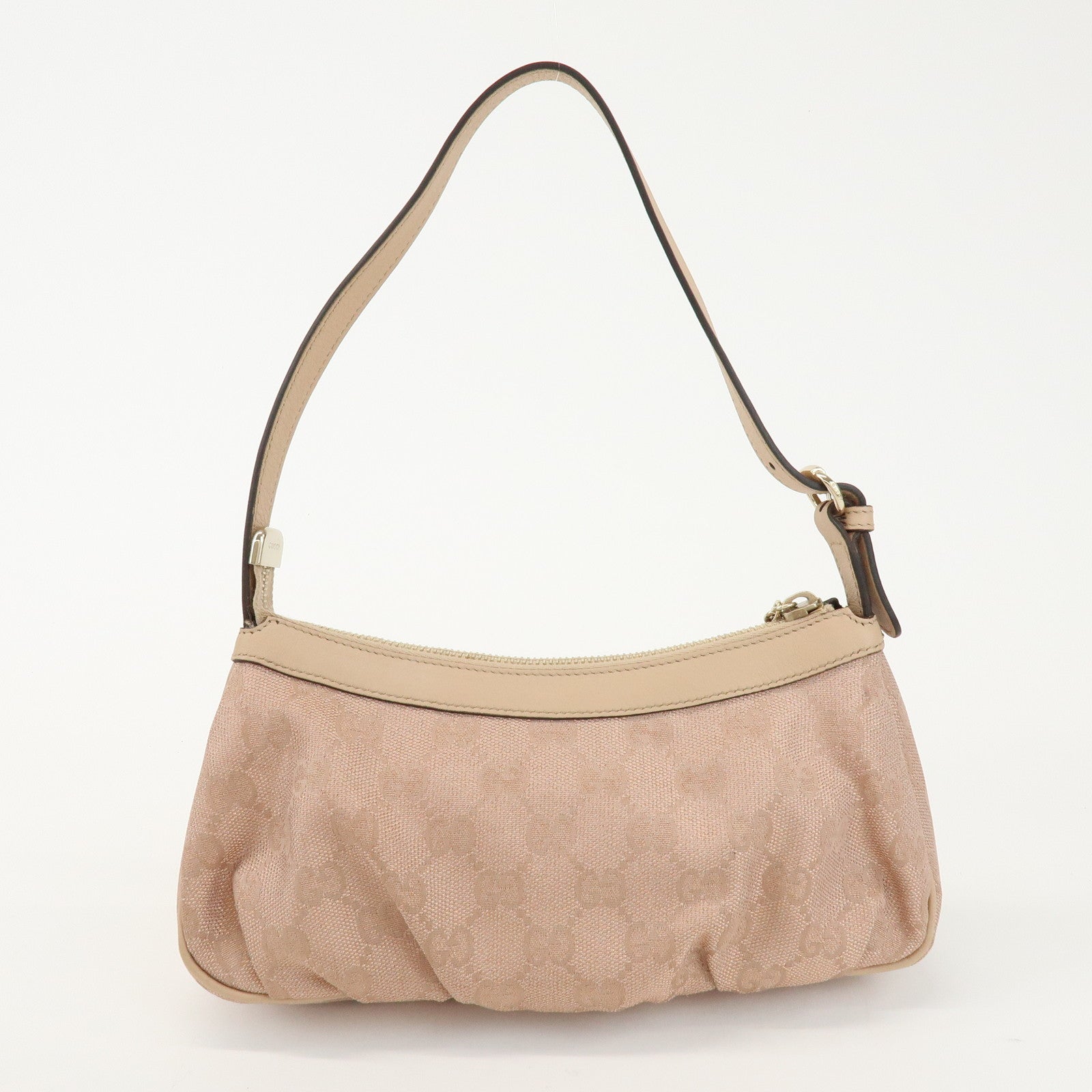 GUCCI Lovely Heart GG Canvas Leather Hand Bag Pink Beige 245938