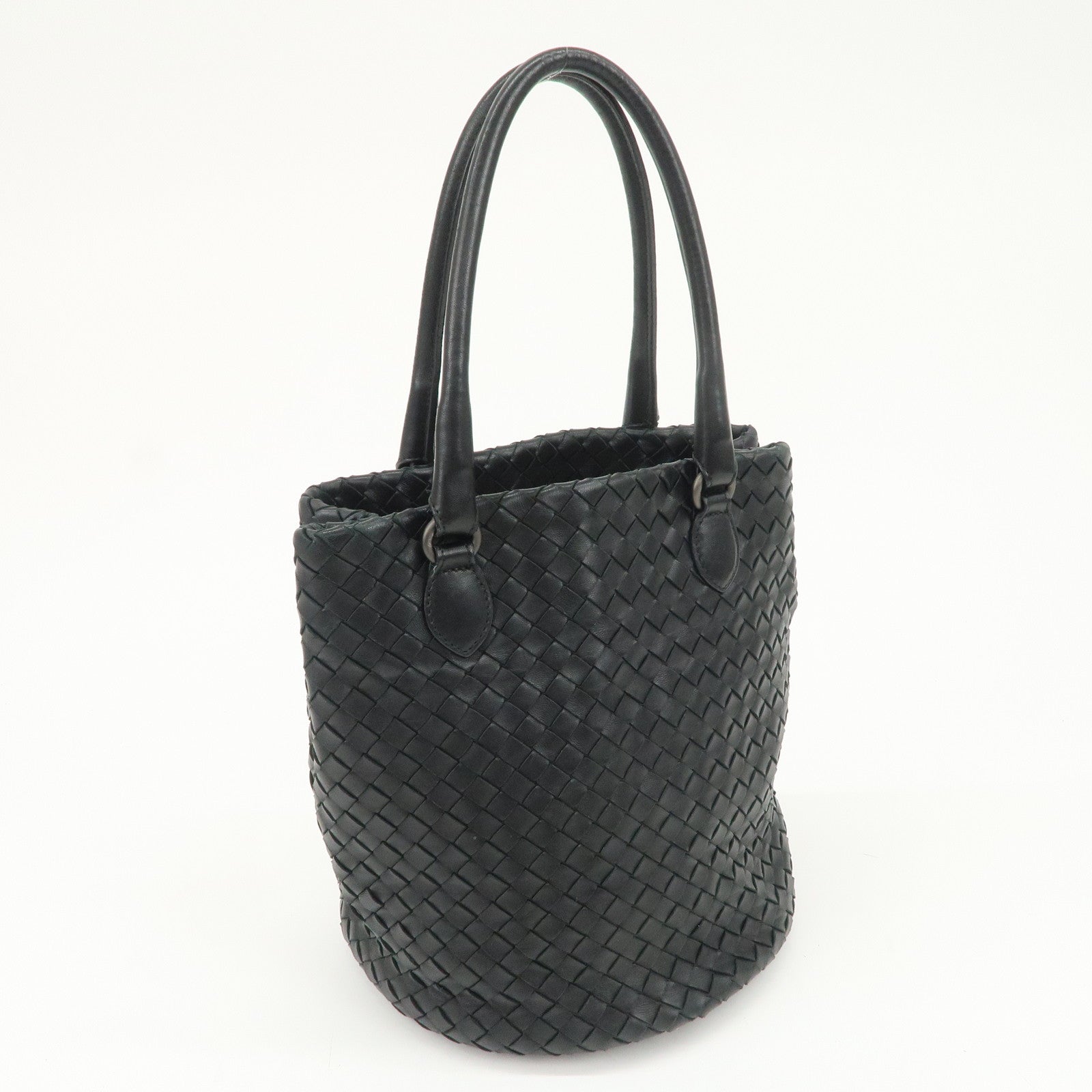 BOTTEGA VENETA Intrecciato Leather Tote Bag Hand Bag Black 225166