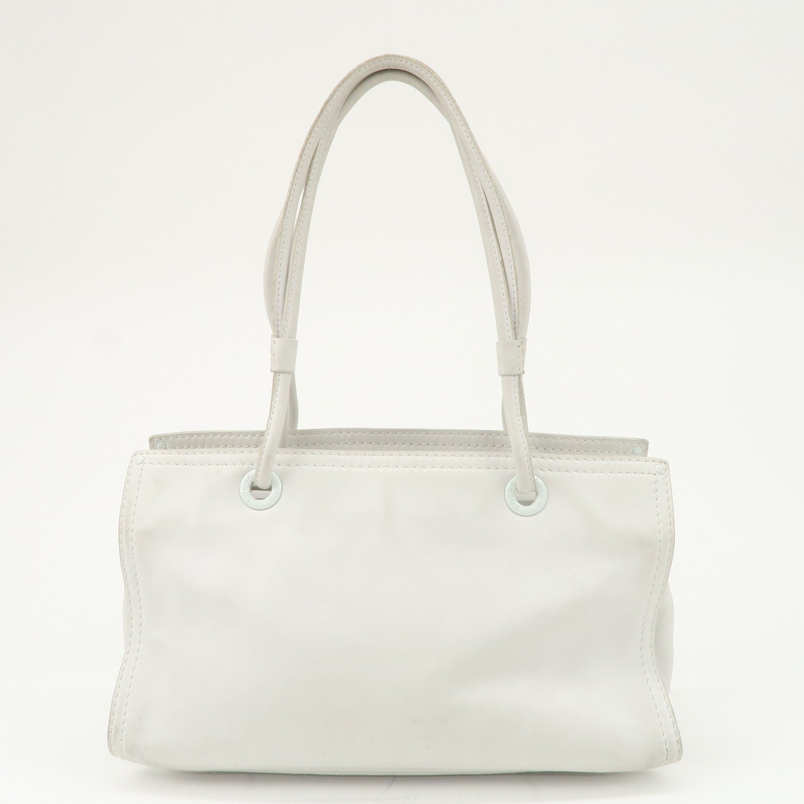 LOEWE Anagram Logo Leather Shopper Tote Bag Shoulder Bag White