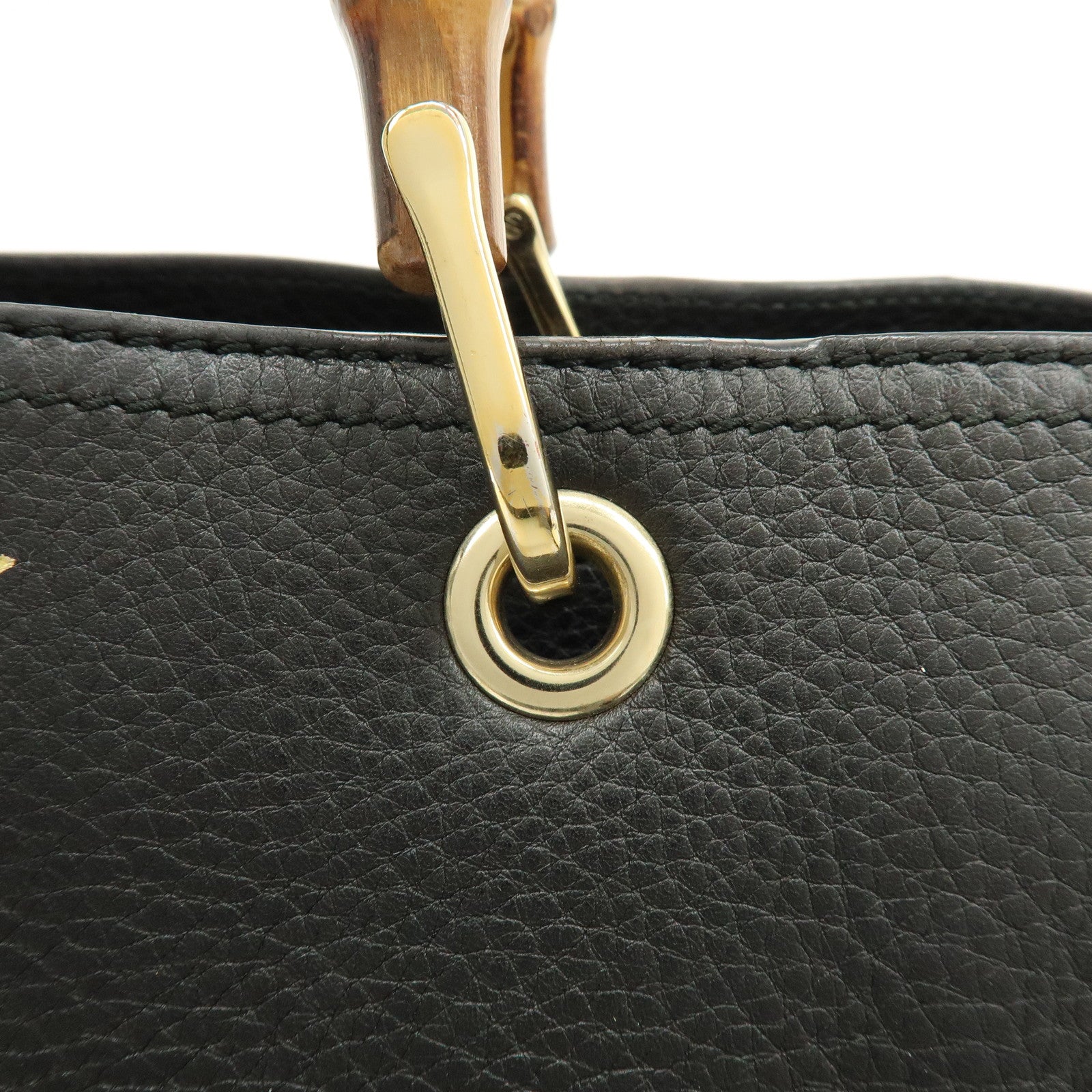 GUCCI Bamboo Shopper Medium 2Way Bag Shoulder Bag Black 323660