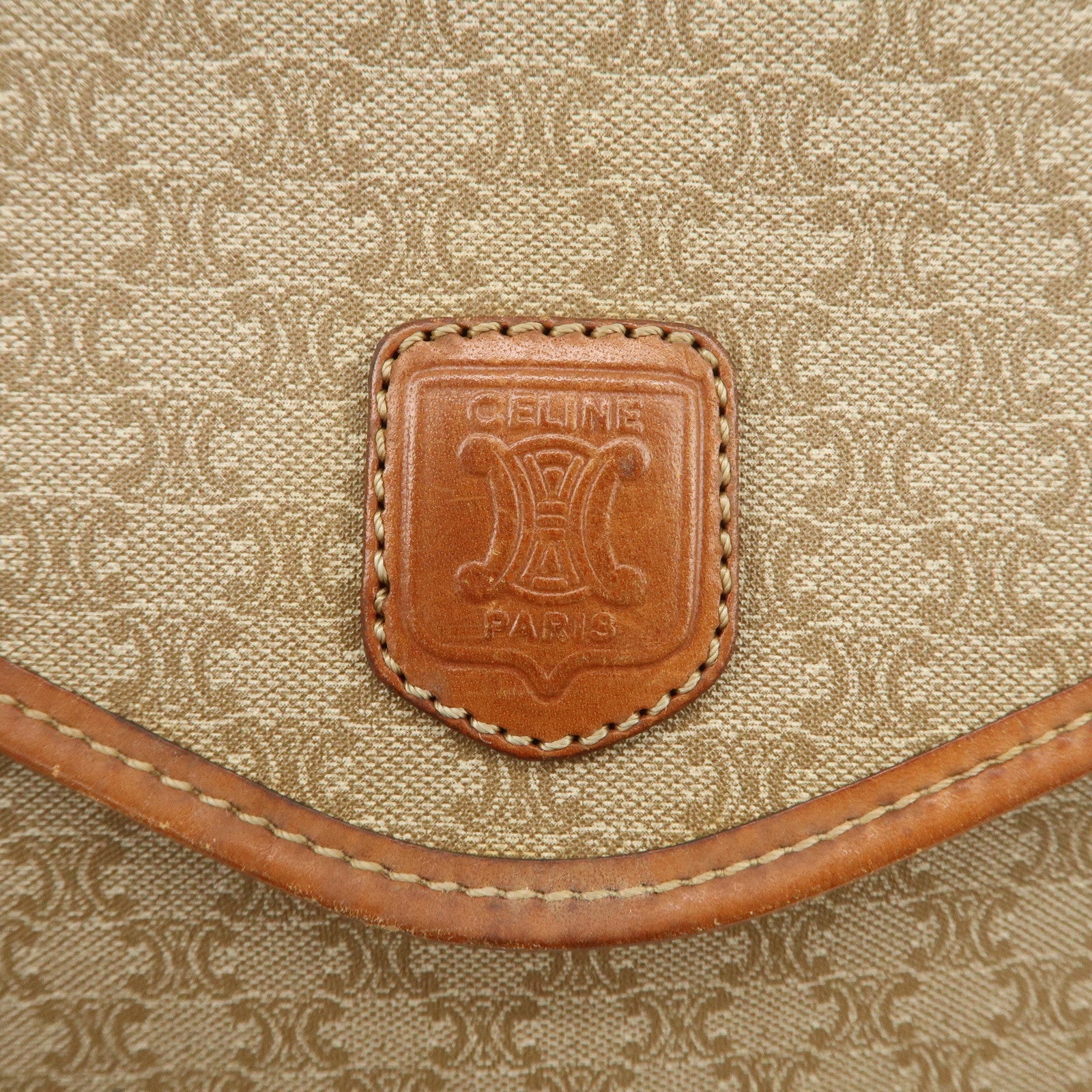 CELINE C Macadam 2Way Bag Shoulder Bag Clutch Bag Beige Brown