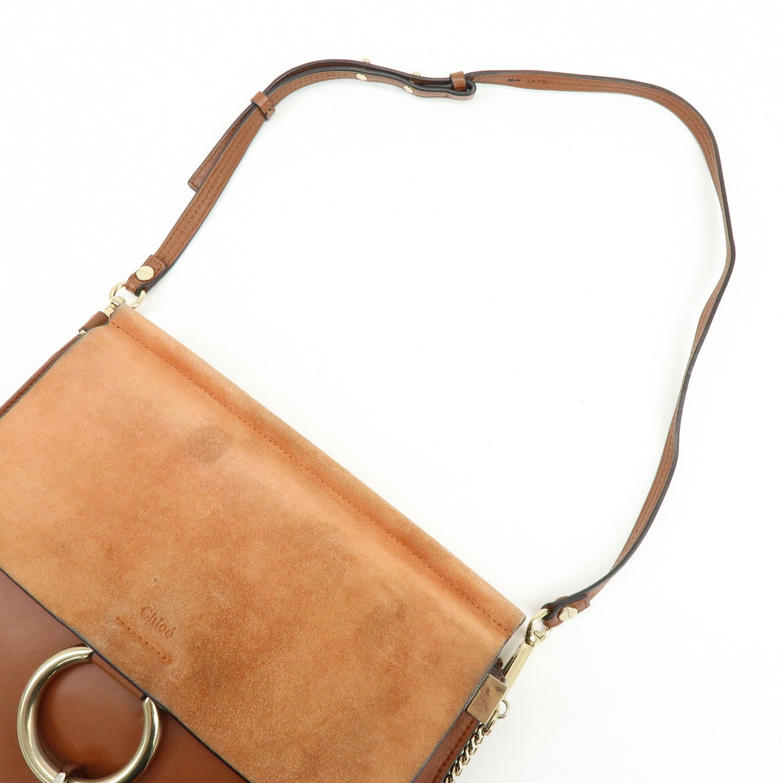 Chloe Faye Suede Leather Shoulder Bag Crossbody Bag Brown