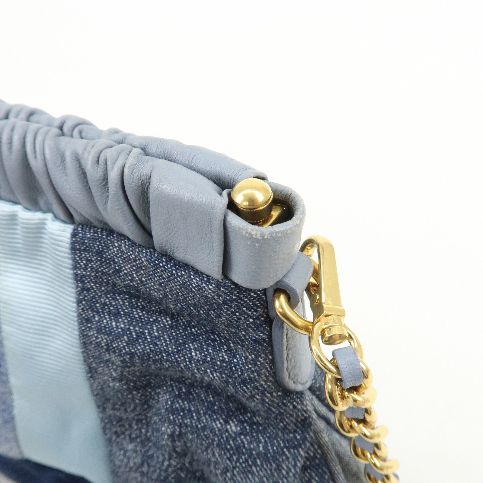 MIU MIU Patchwork Denim Leather 2Way Bag Hand Bag Shoulder Bag