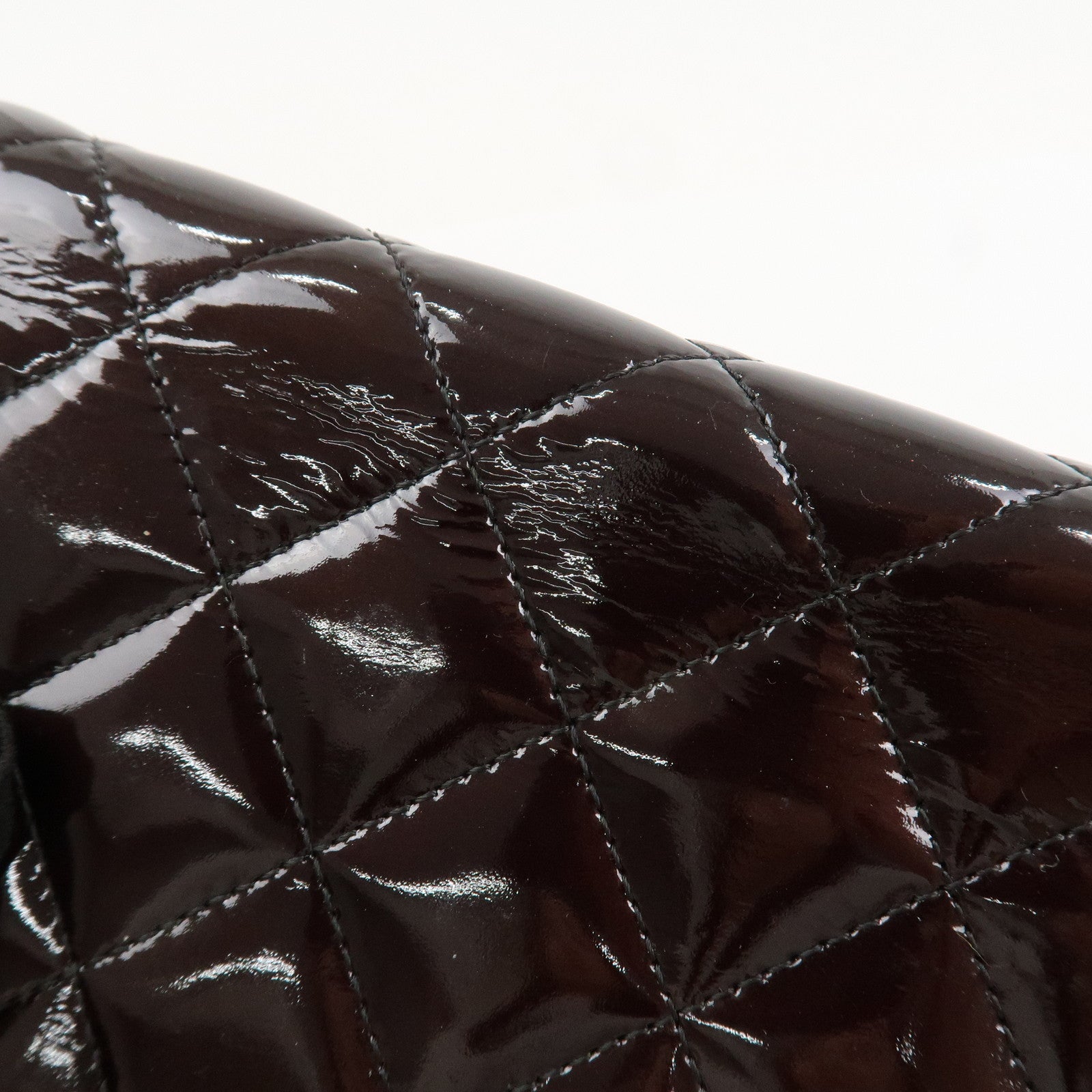 CHANEL COCO Mark Matelasse Patent Leather Long Wallet Black A48691