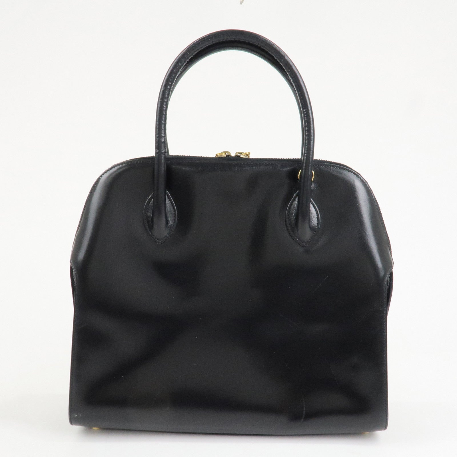 Ferragamo Leather 2Way Hand Shoulder Bag Black Gold HDW AK5644 Used