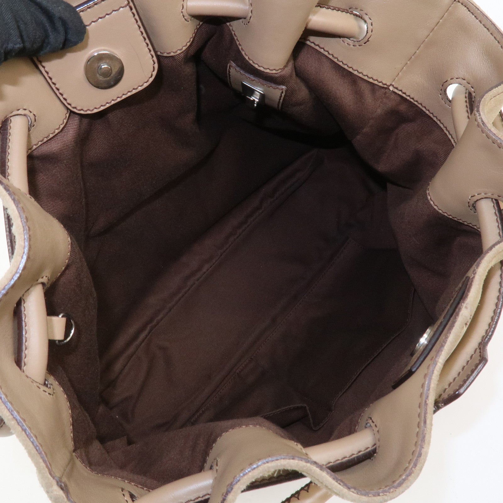 Ferragamo Suede Shoulder Bag Hand Bag Beige