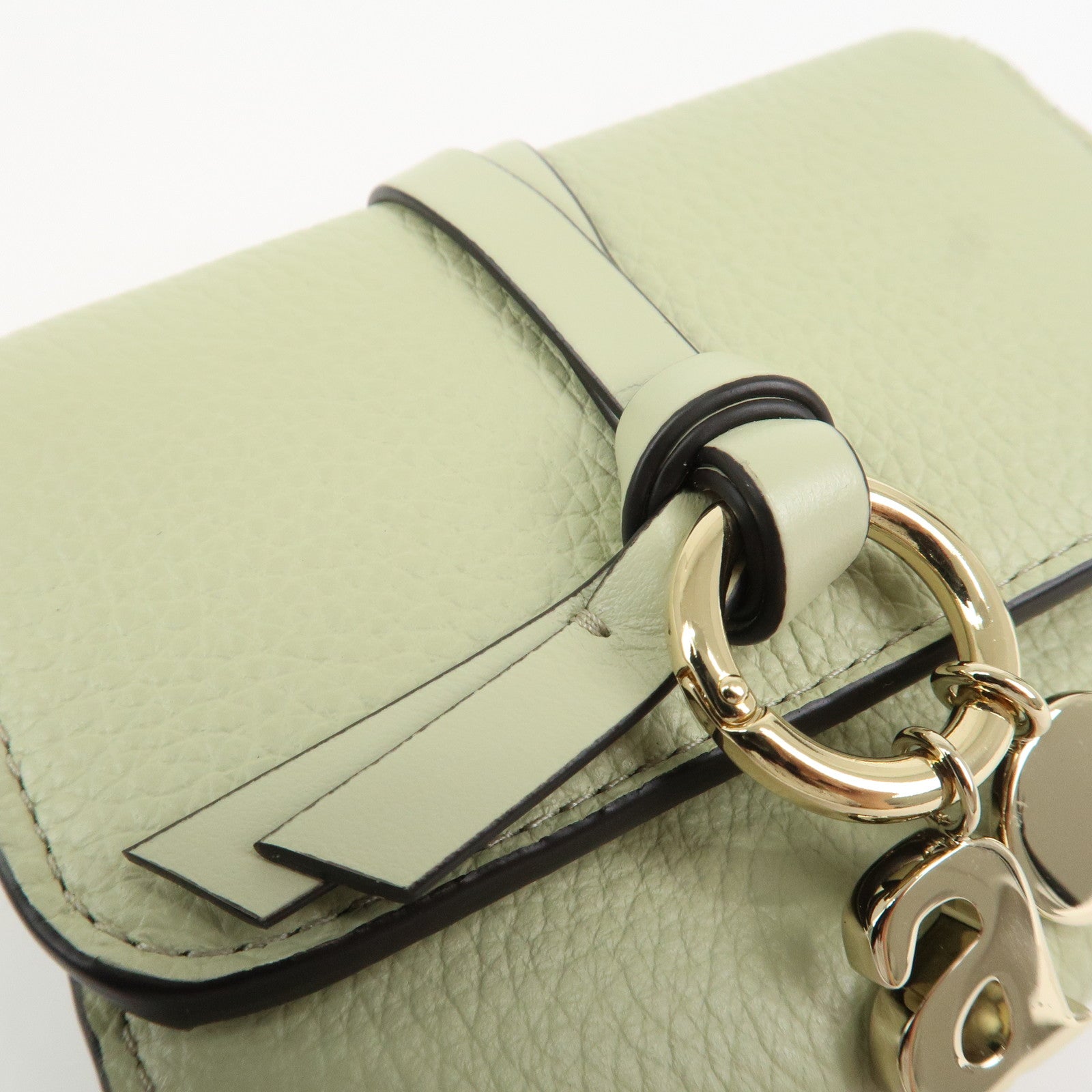 Chloe Leather Small Alphabet Tri-fold Compact Wallet Light Green