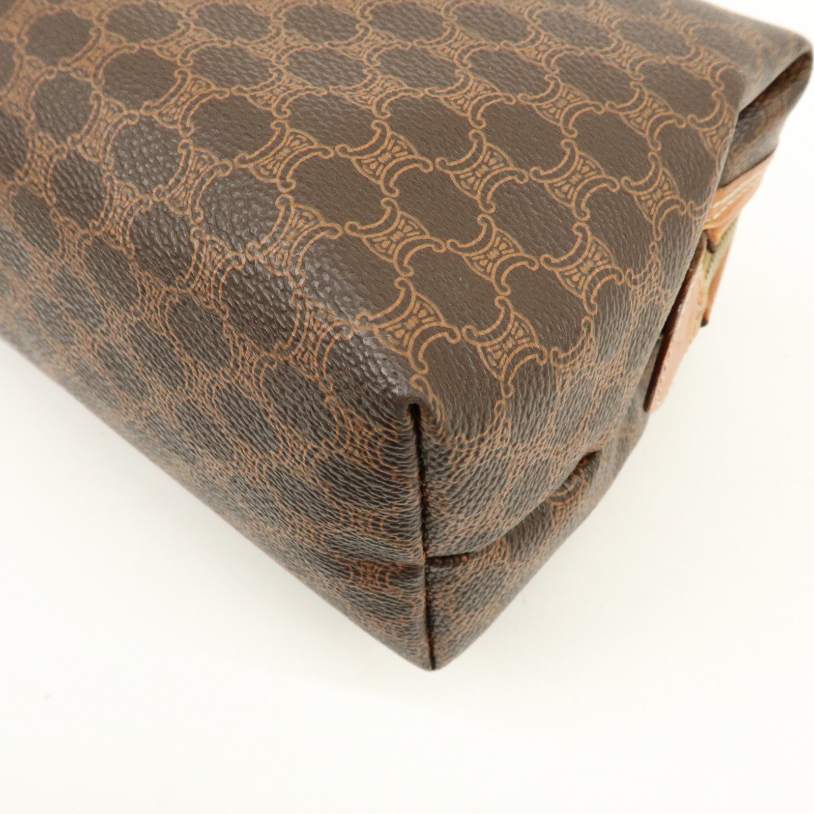 CELINE Macadam PVC Leather Pouch Cosmetic Pouch Brown