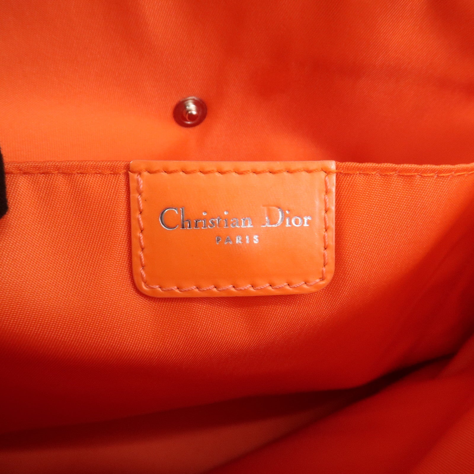 Christian Dior Malice Pearl Logo Nylon Hand Bag Pink Orange