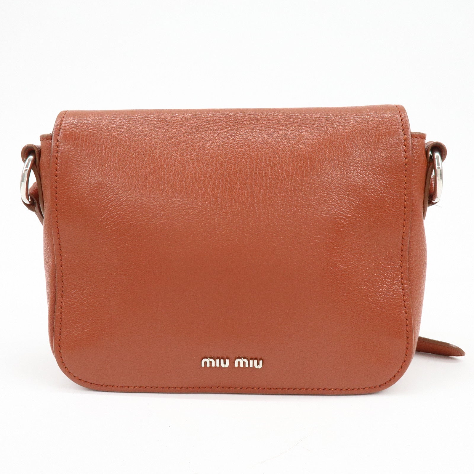 MIU MIU Madras Leather Shoulder Bag Crossbody Bag Brown 5BH638
