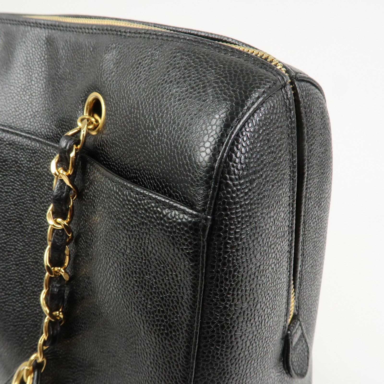 CHANEL COCO Mark Caviarskin Chain Shoulder Bag Black A10492