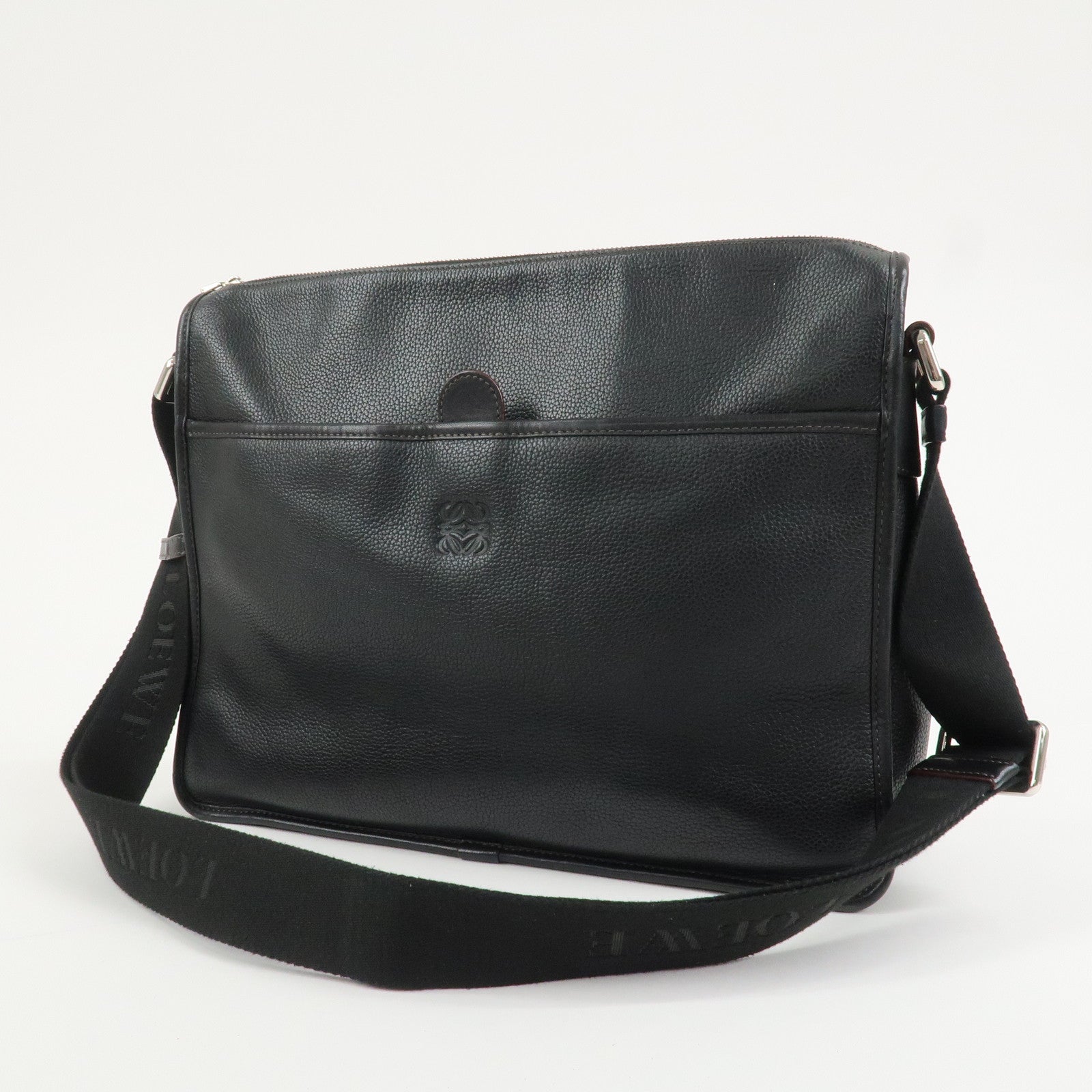 LOEWE Anagram Leather Shoulder Bag Crossbody Bag Black