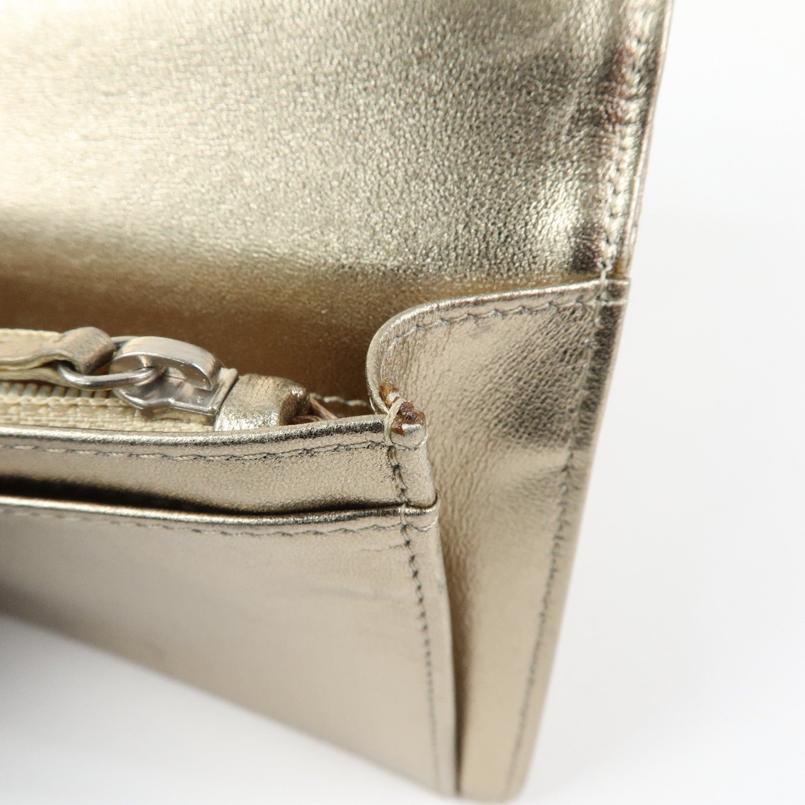 CHANEL New Travel Line Nylon Jacquard Long Wallet Gold