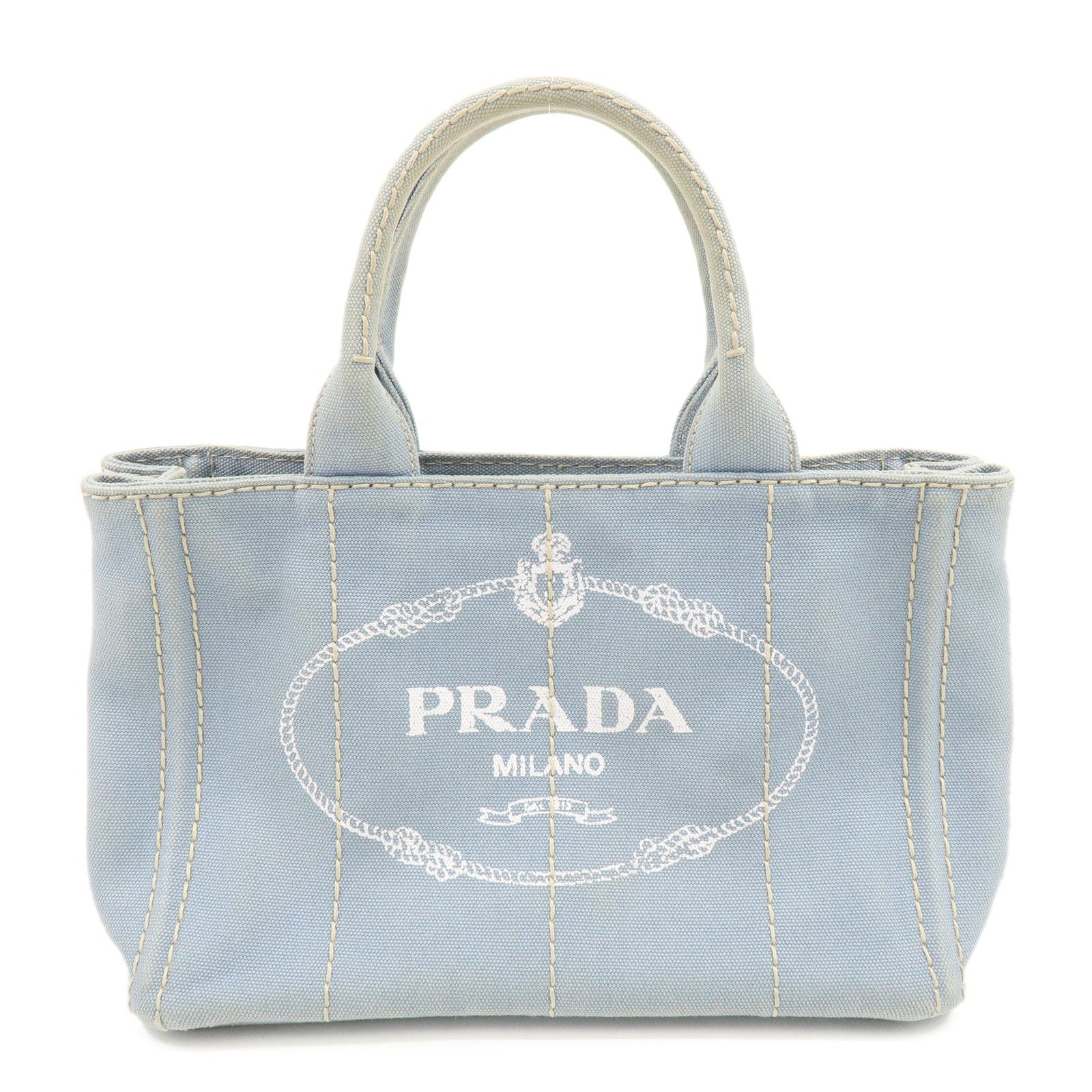 PRADA Canapa Mini Canvas 2Way Bag Hand Bag Light Blue 1BG439